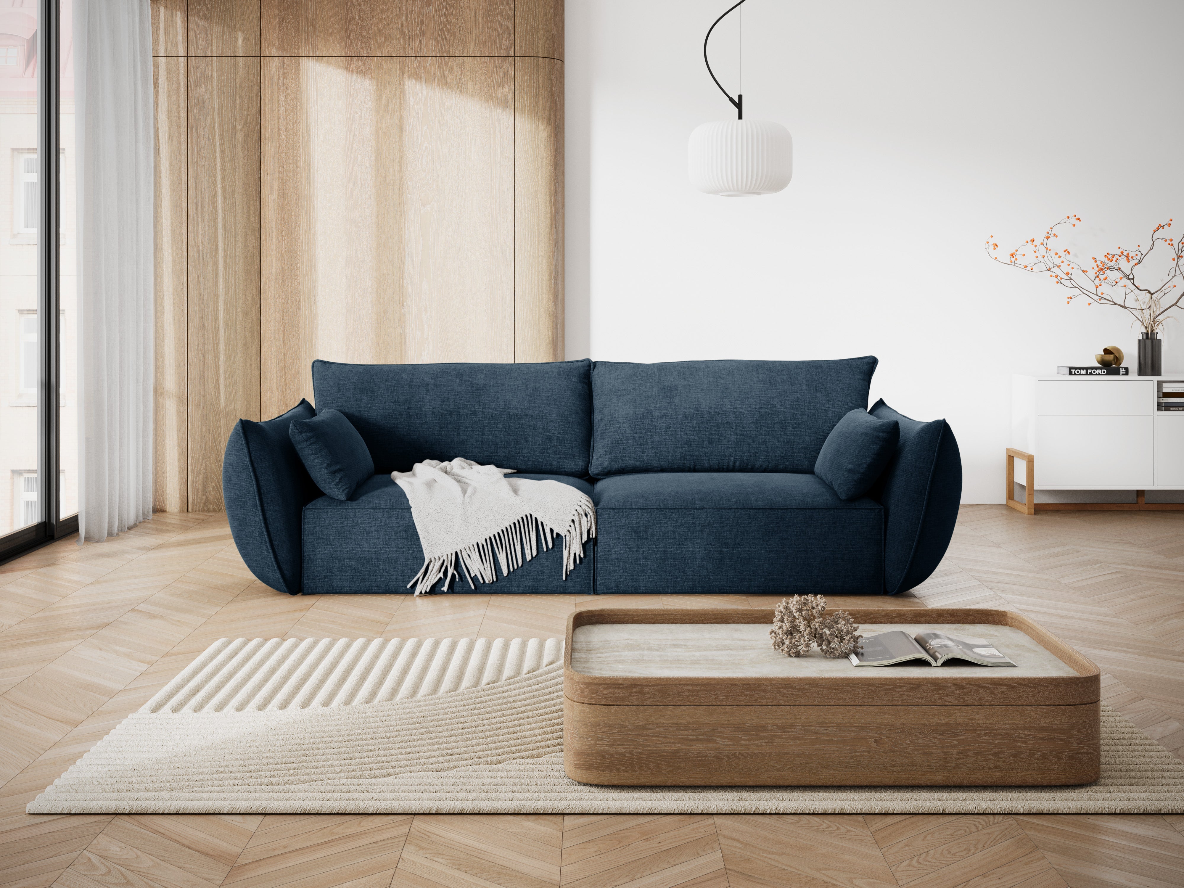 Sofa in chenille stof 3-zits VANDA koninklijk blauw