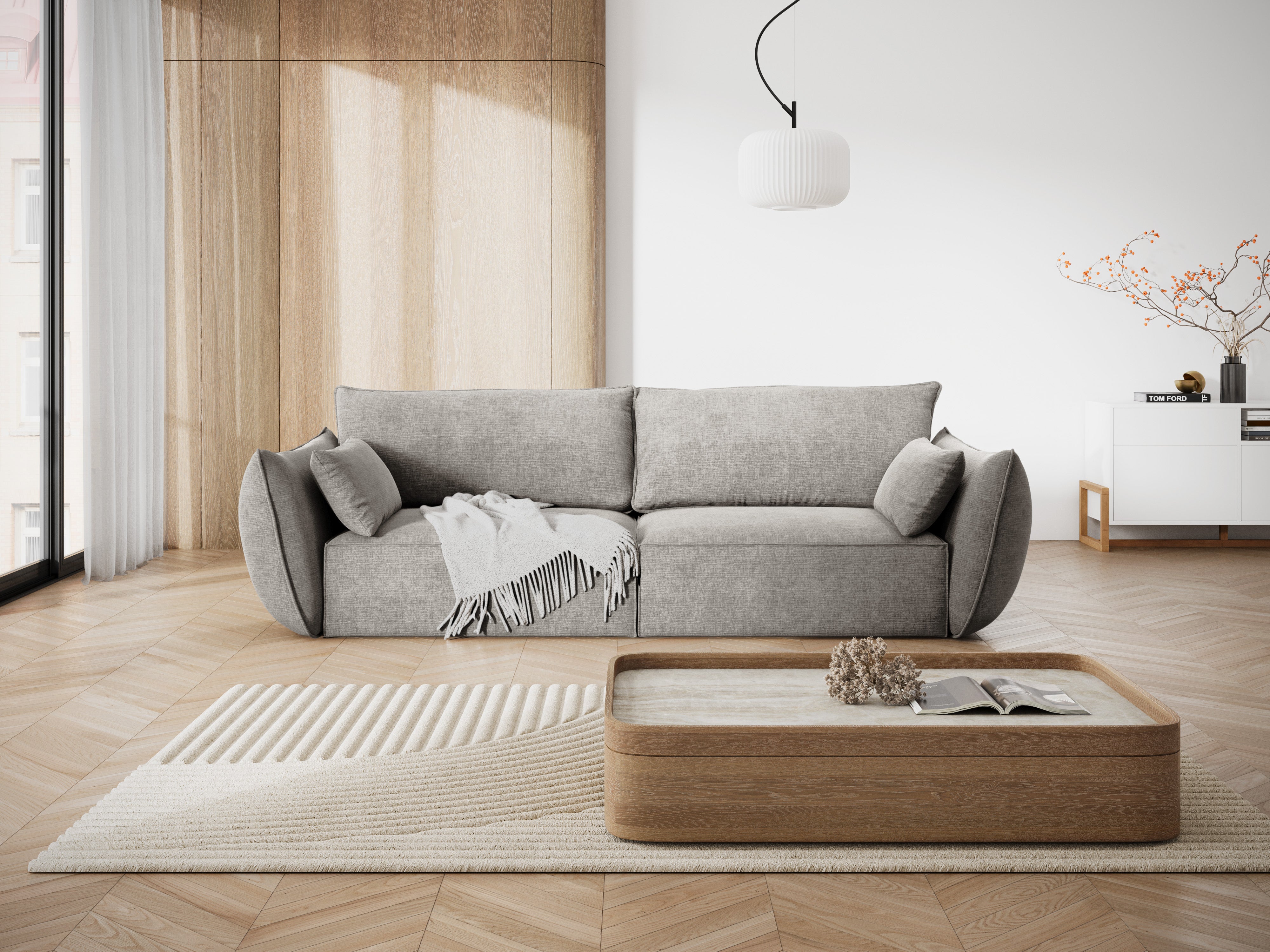 Sofa in chenille stof 3-zits VANDA lichtgrijs