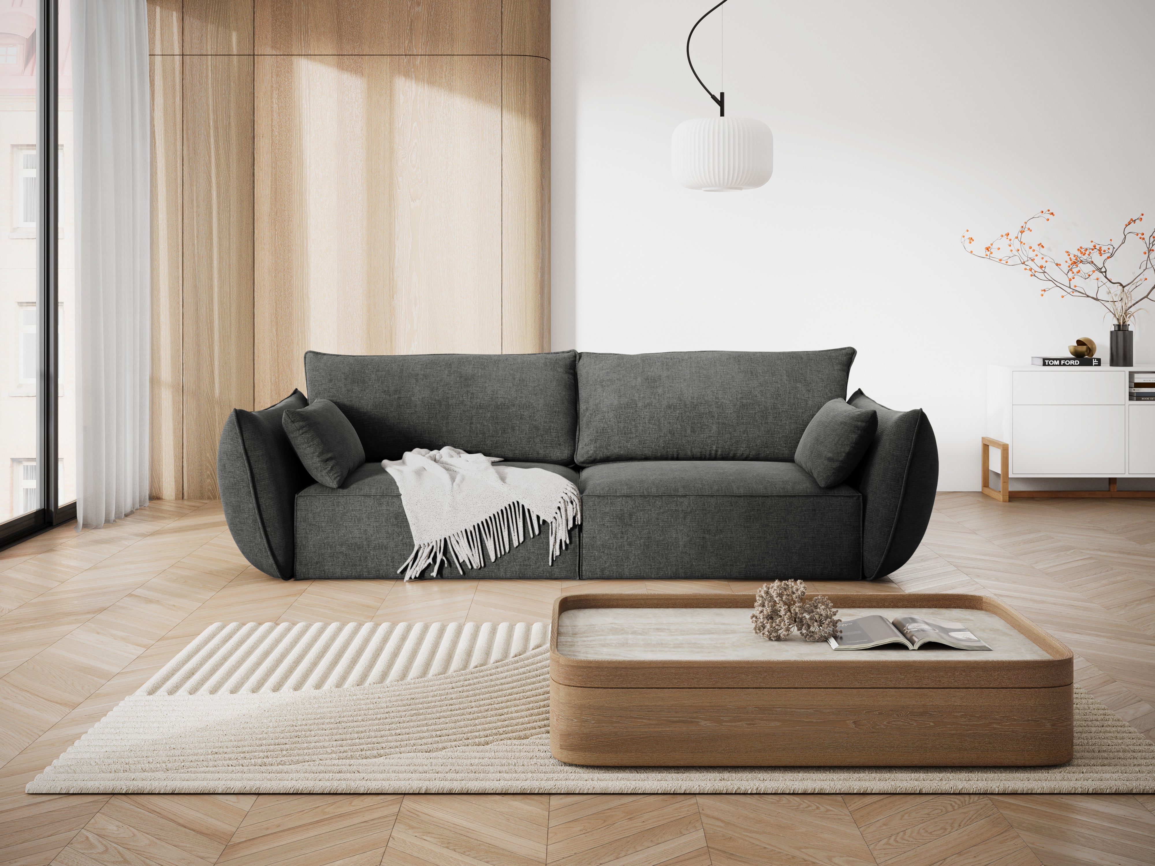 Sofa in chenille stof 3-zits VANDA donkergrijs