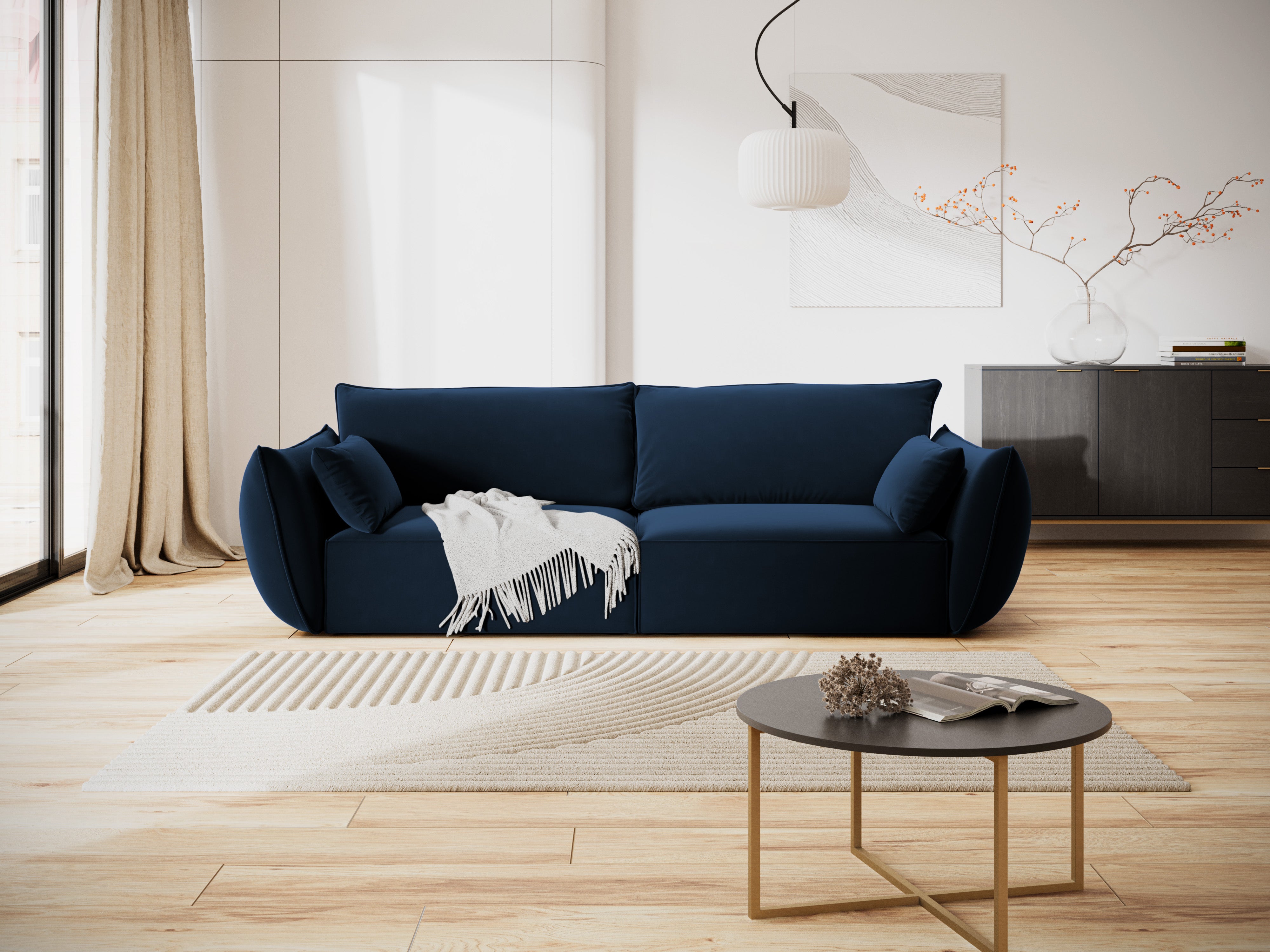 Sofa van fluweel 3-zits VANDA marineblauw