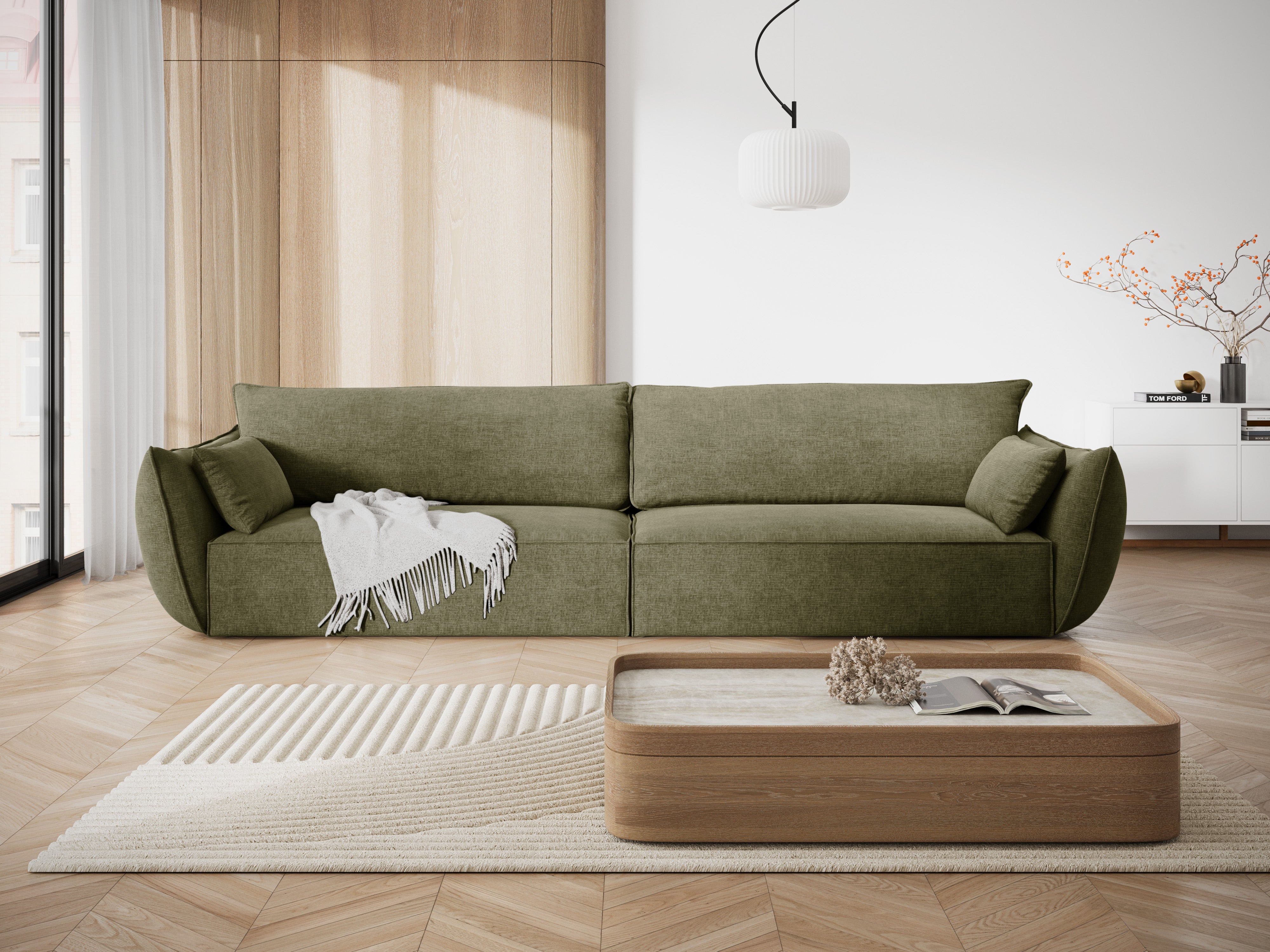 Bank in chenille stof 4-persoons VANDA groen