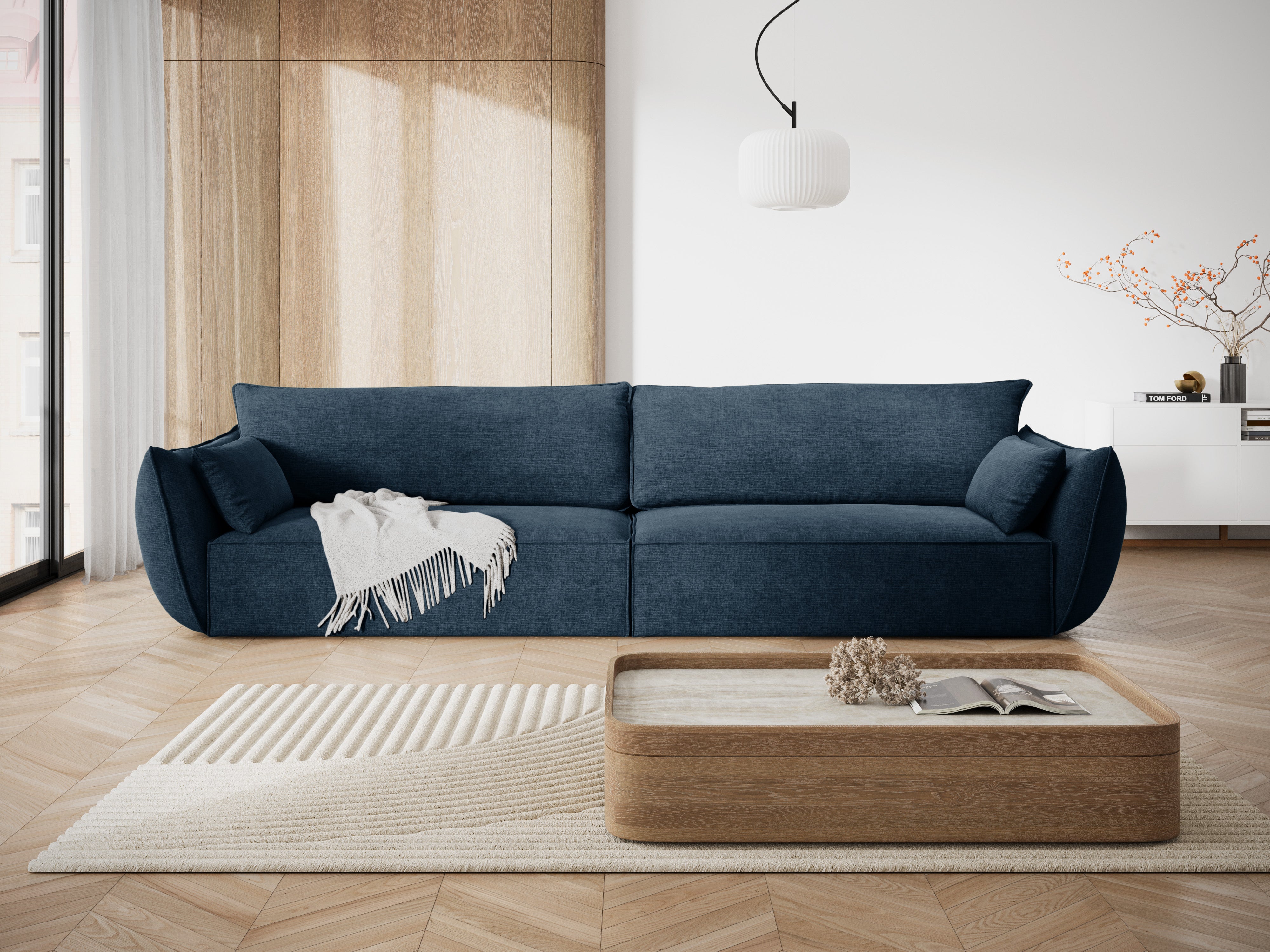 Sofa in chenille stof 4-persoons VANDA koninklijk blauw