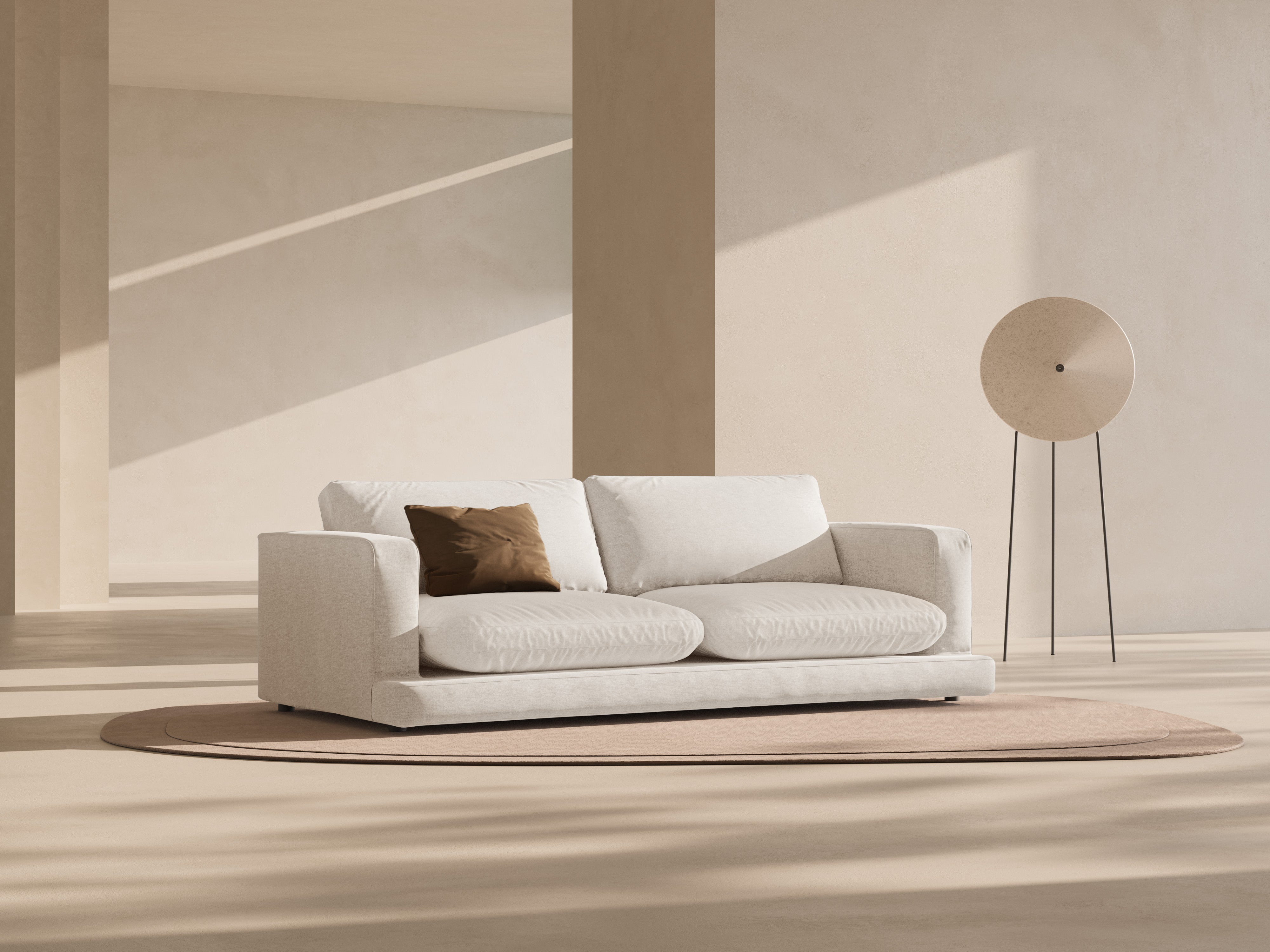 Sofa 4-sitzige DAPHNE gebrochenes weißes Chenille