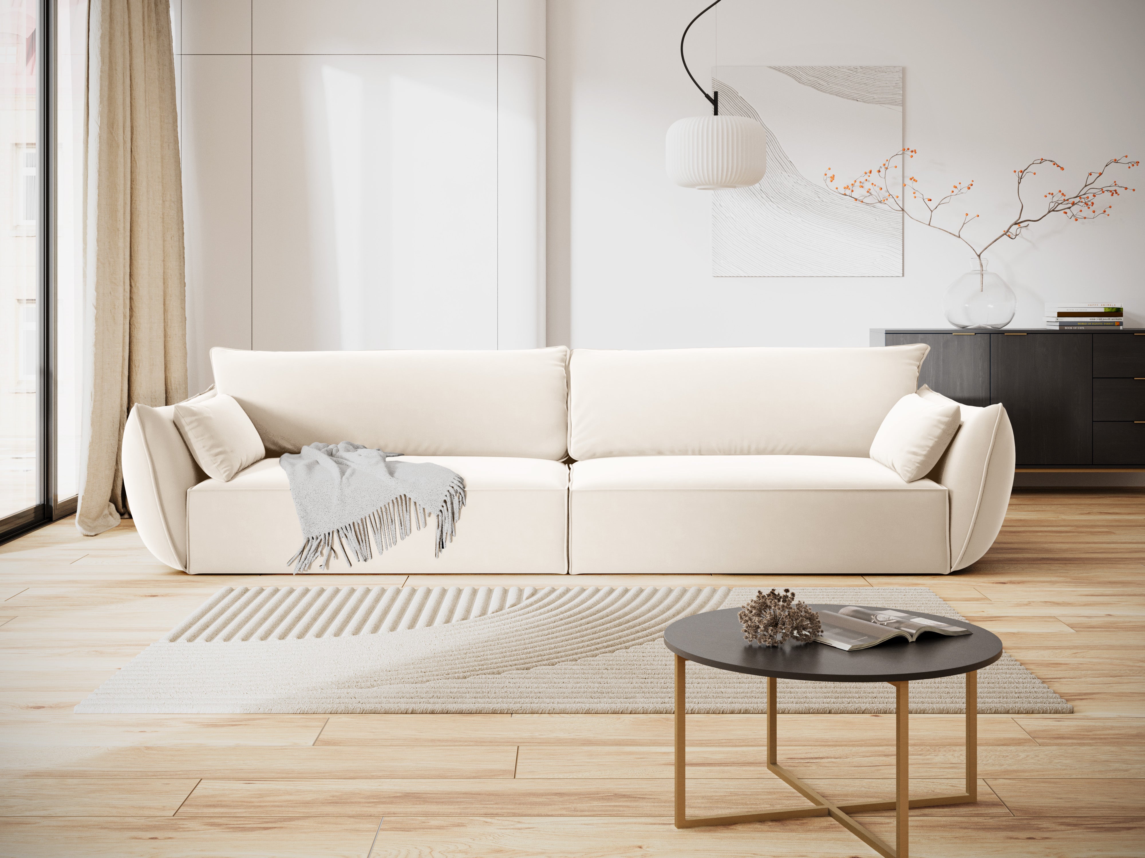 Sofa van fluweel voor 4 personen VANDA beige