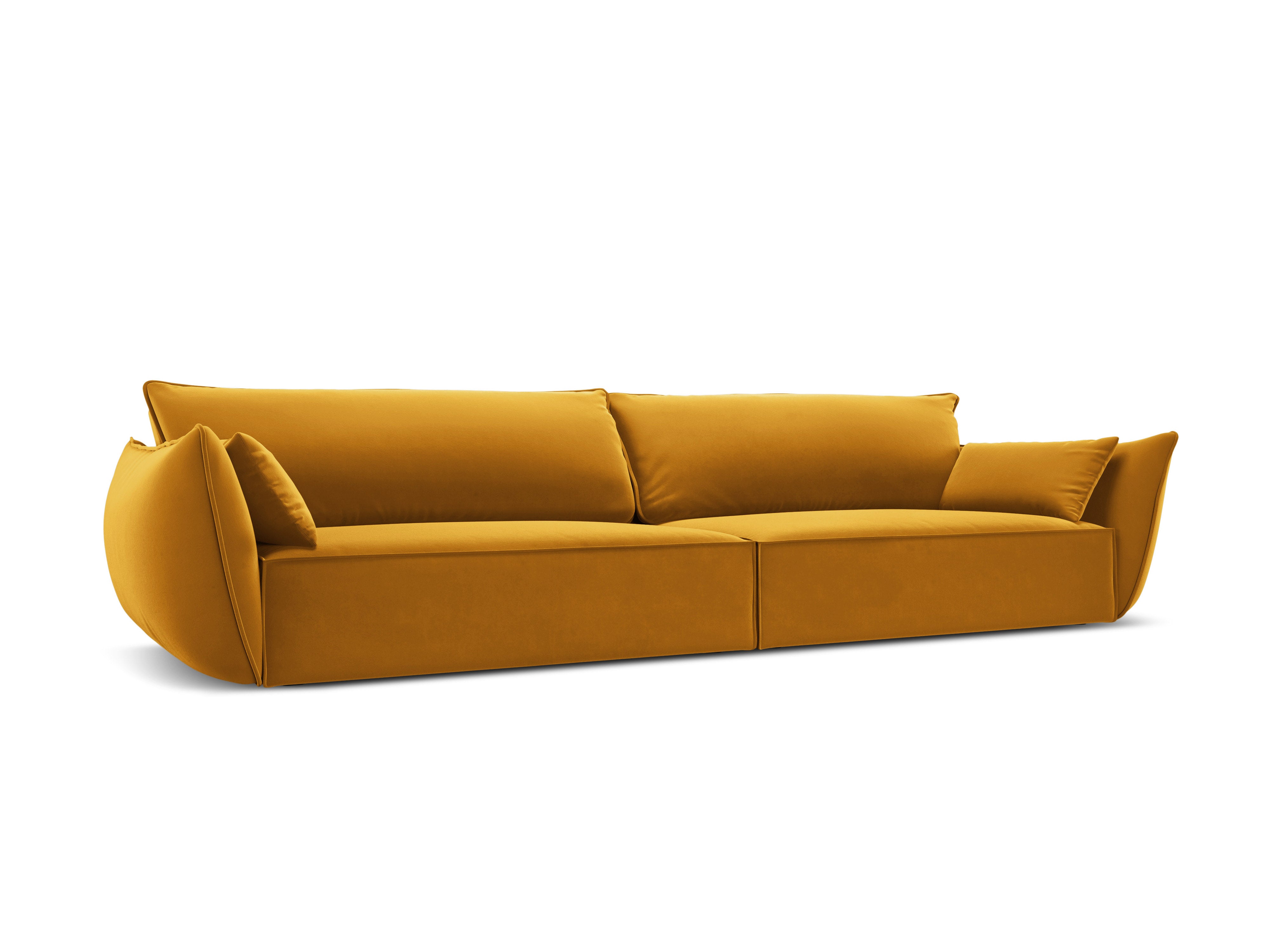Sofa van fluweel voor 4 personen VANDA mosterdkleur