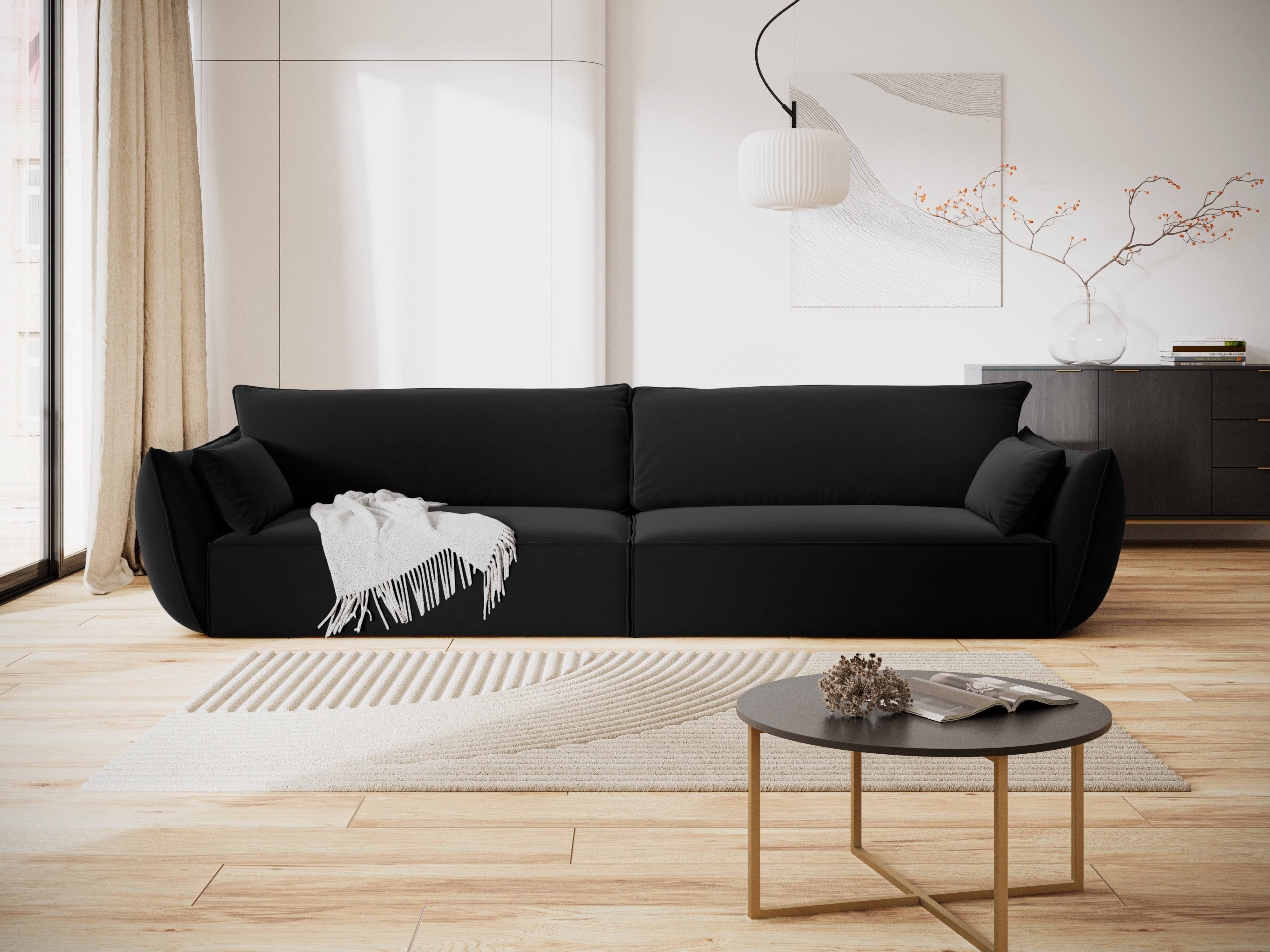 Sofa van fluweel voor 4 personen VANDA zwart