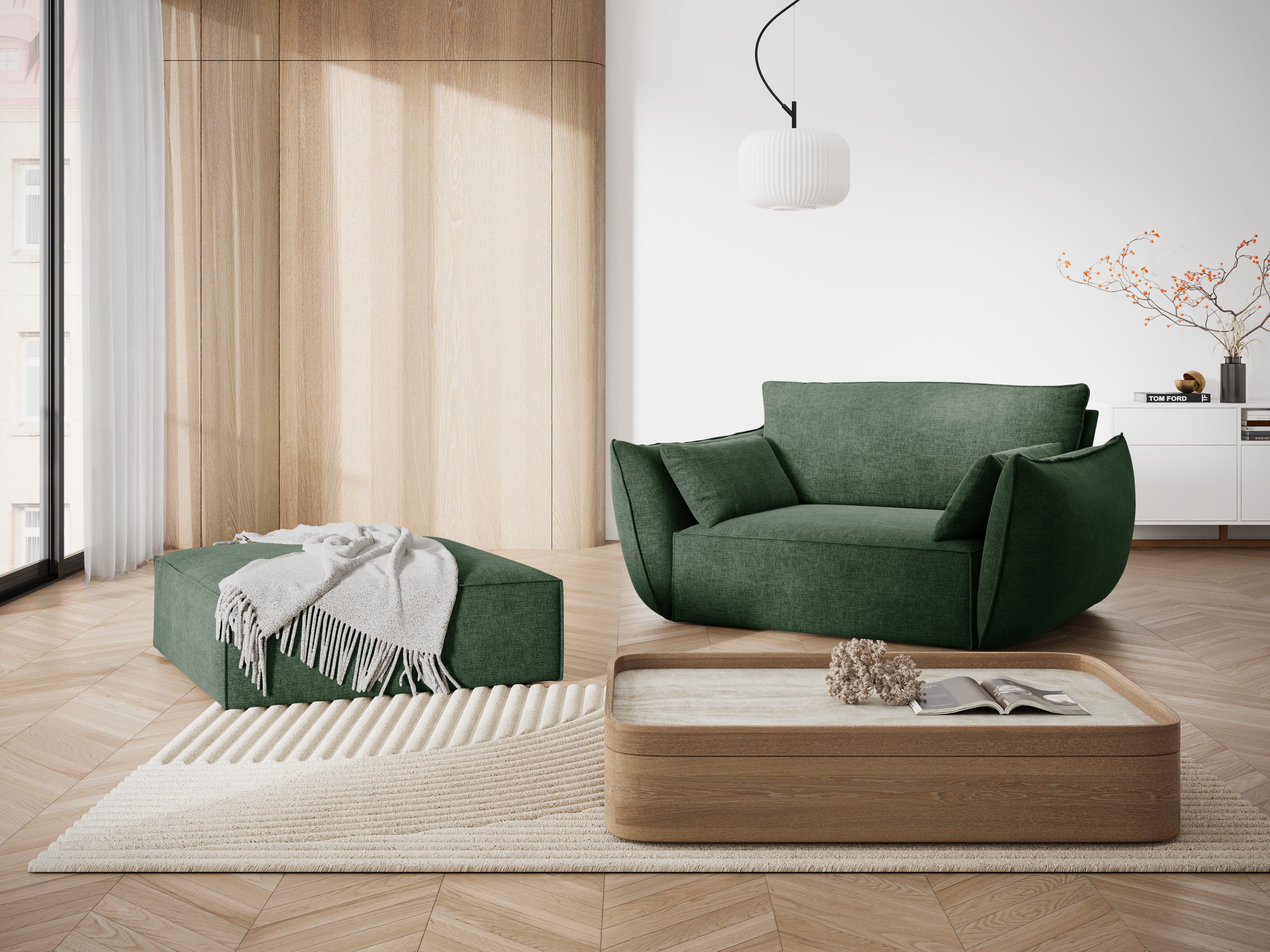 Fauteuil in chenille VANDA donkergroen