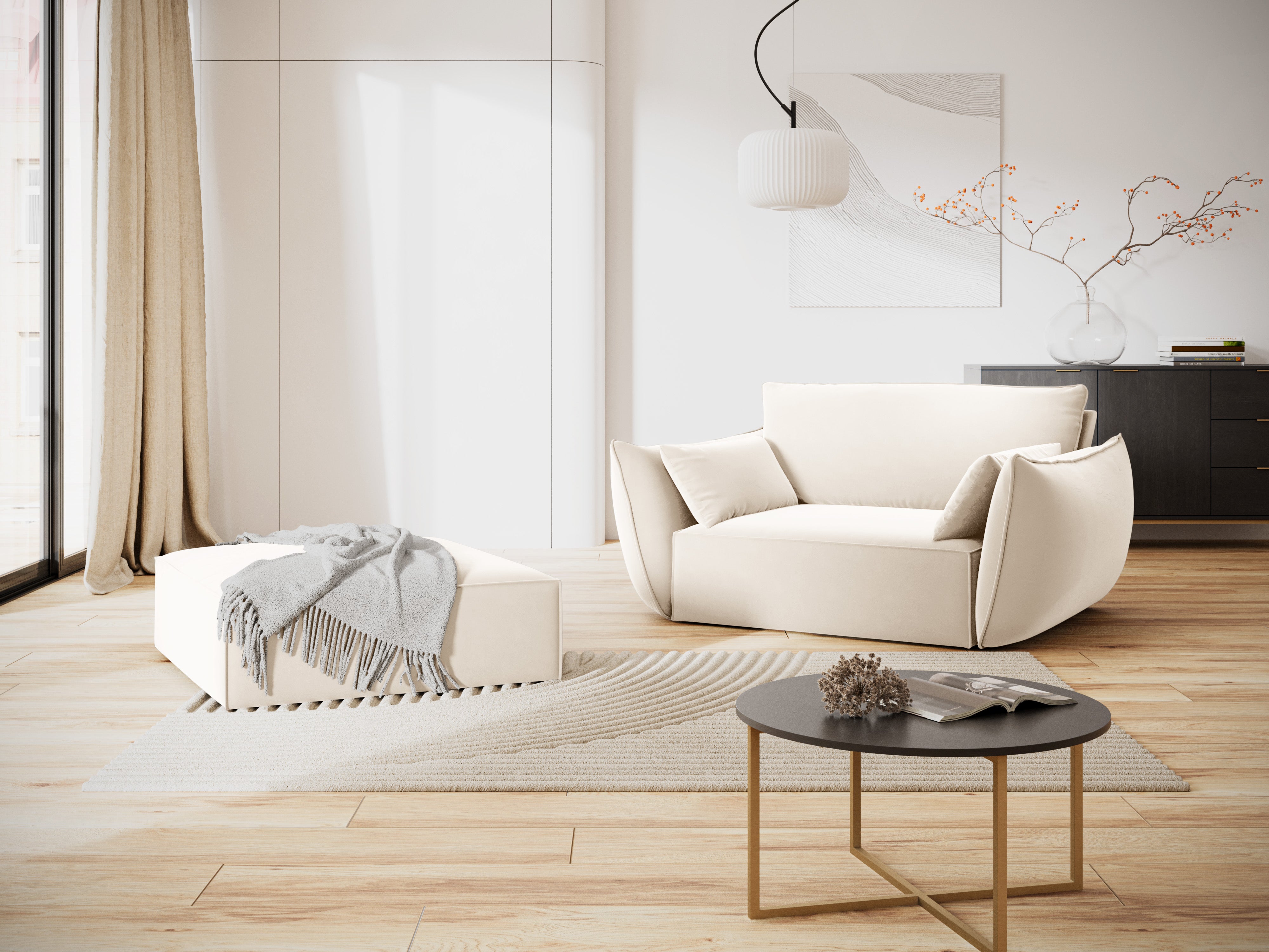 Fluwelen fauteuil VANDA beige
