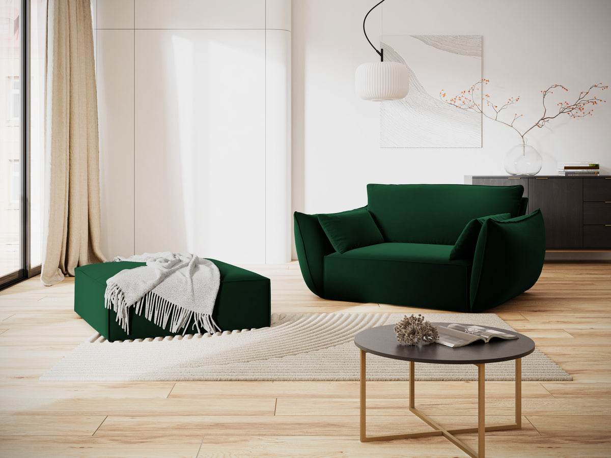 Fluwelen fauteuil VANDA in bosgroen