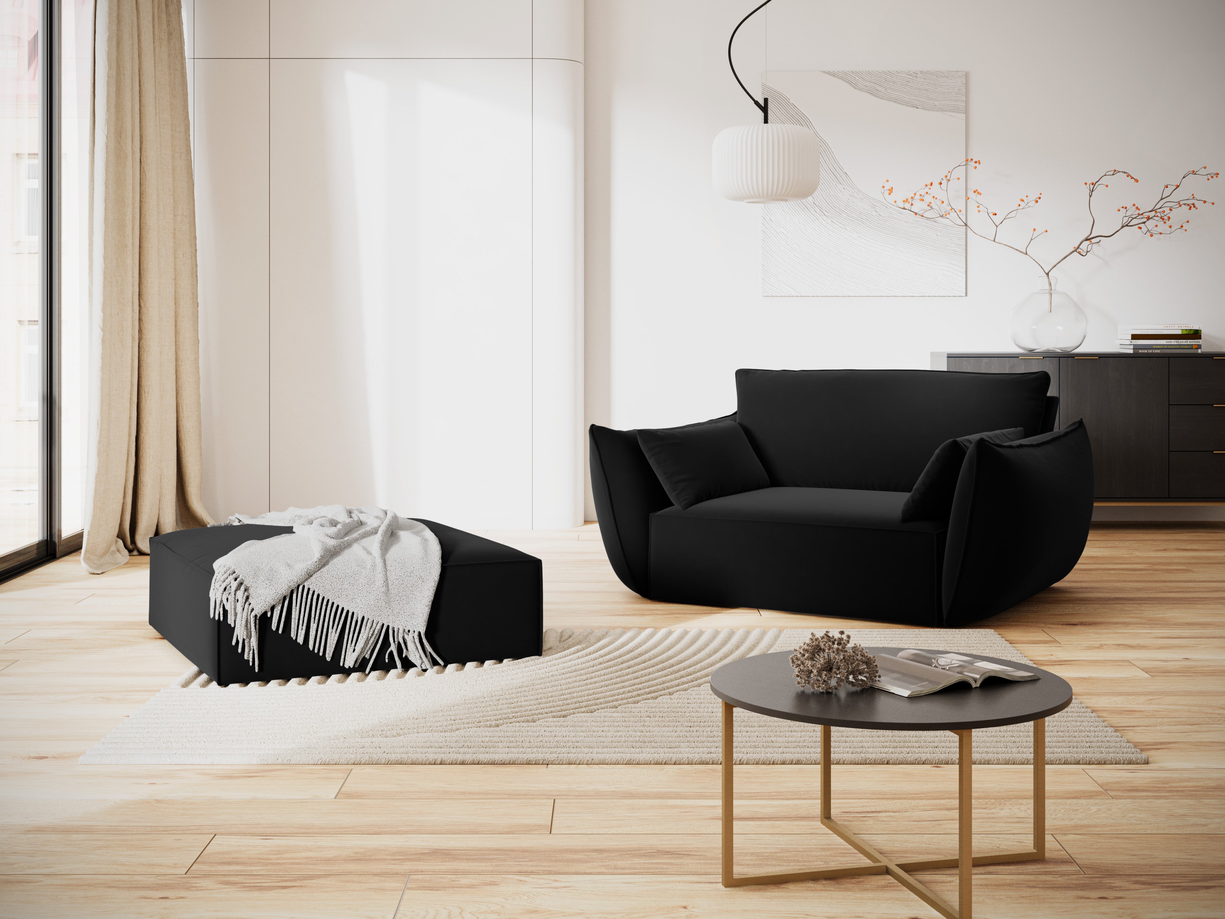 Fluwelen fauteuil VANDA zwart