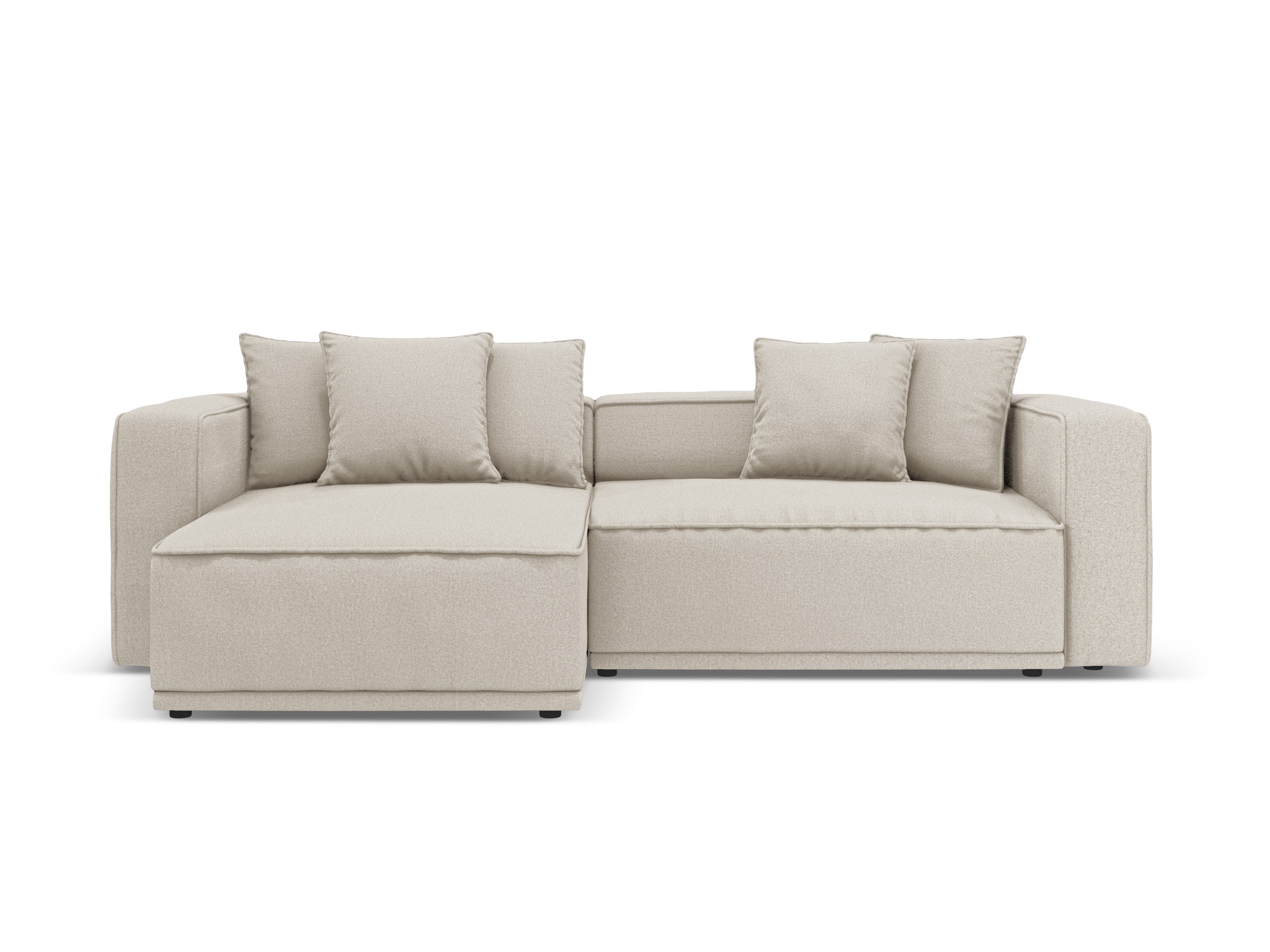 Left-sided corner sofa bed RIBES beige chenille