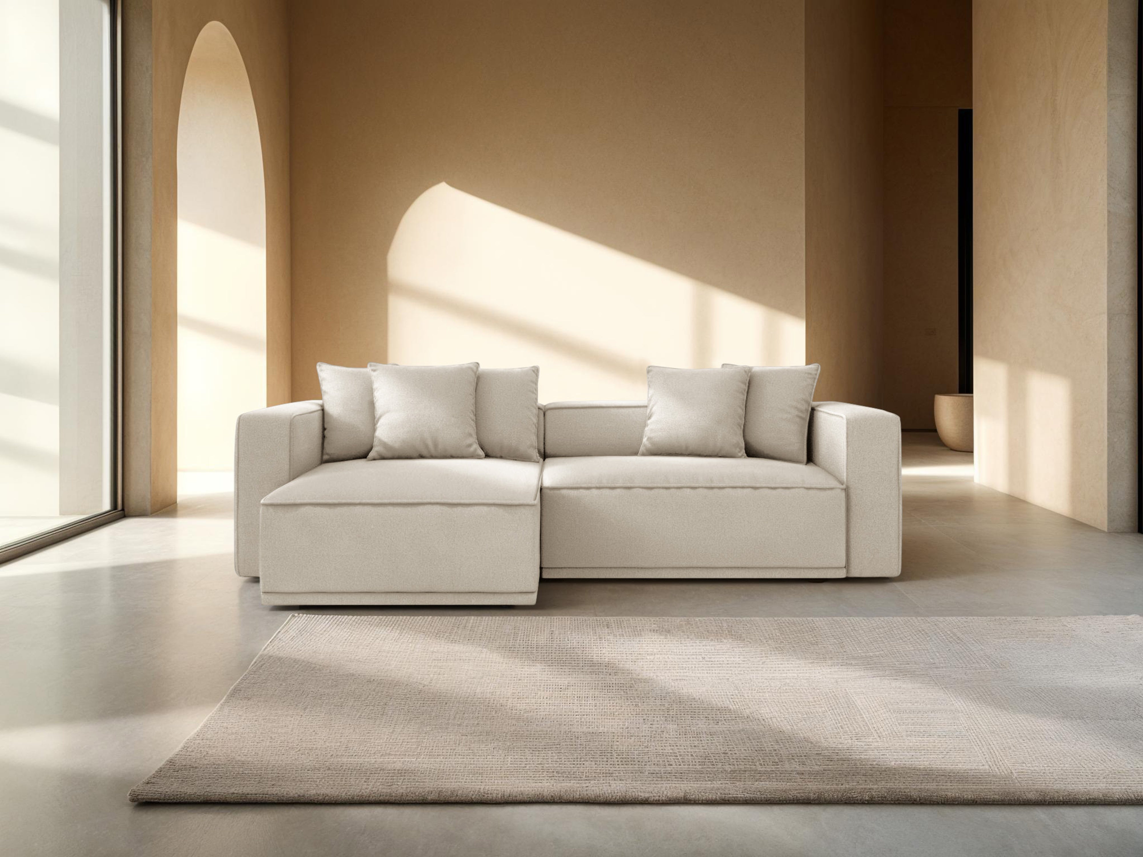 Linksseitige Schlafcouch RIBES beige Chenille