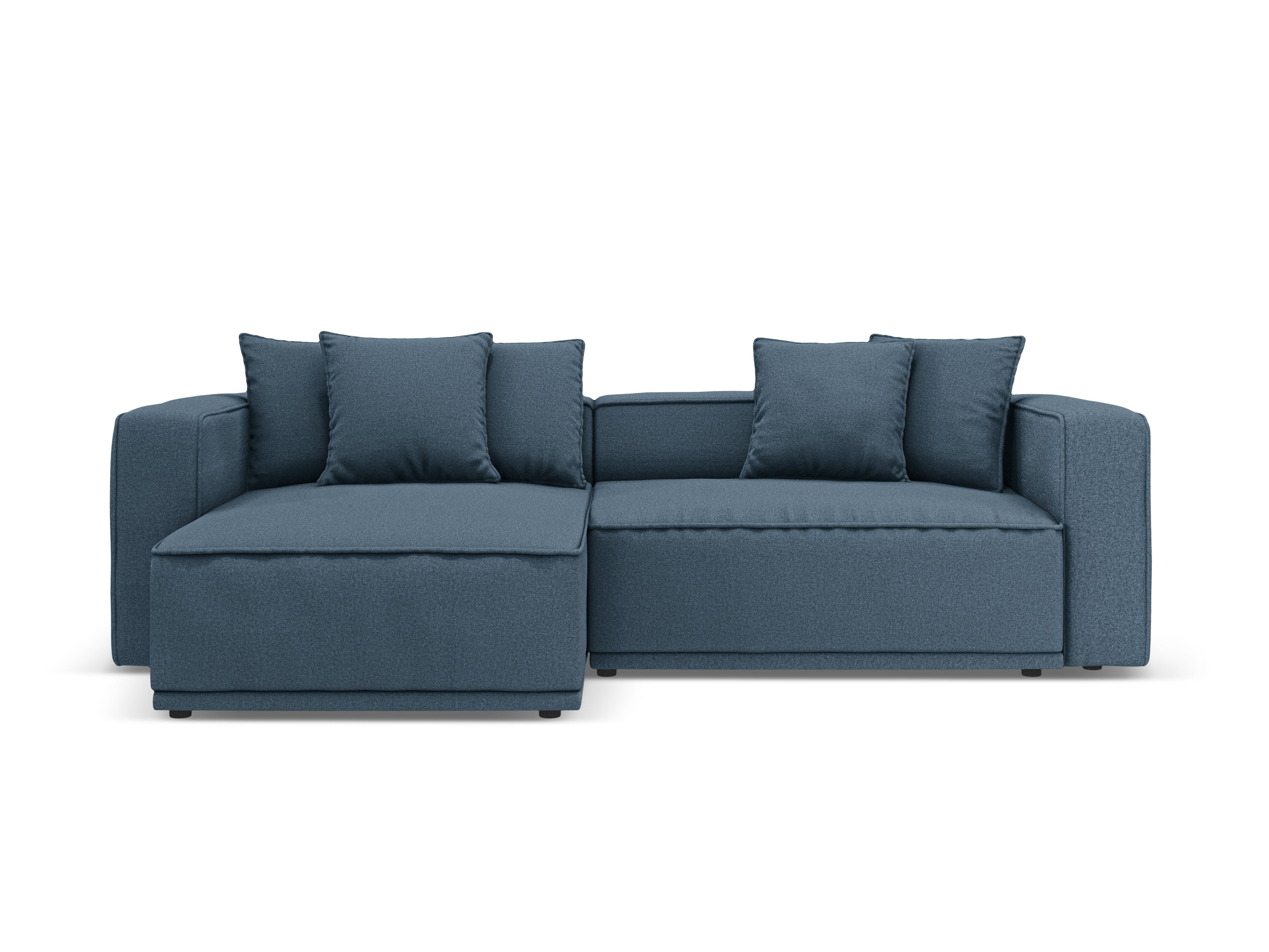 Left-sided corner sofa bed RIBES denim blue chenille