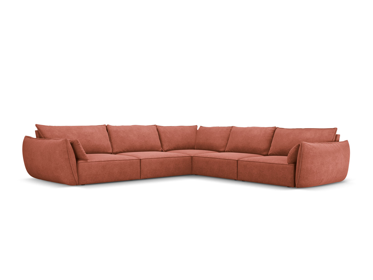 Symmetrische hoekbank in chenille stof VANDA terracotta