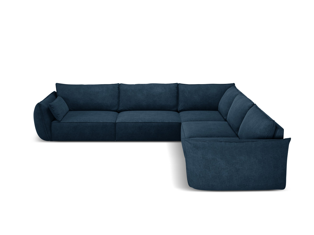 Symmetrische hoekbank in chenille stof VANDA koninklijk blauw