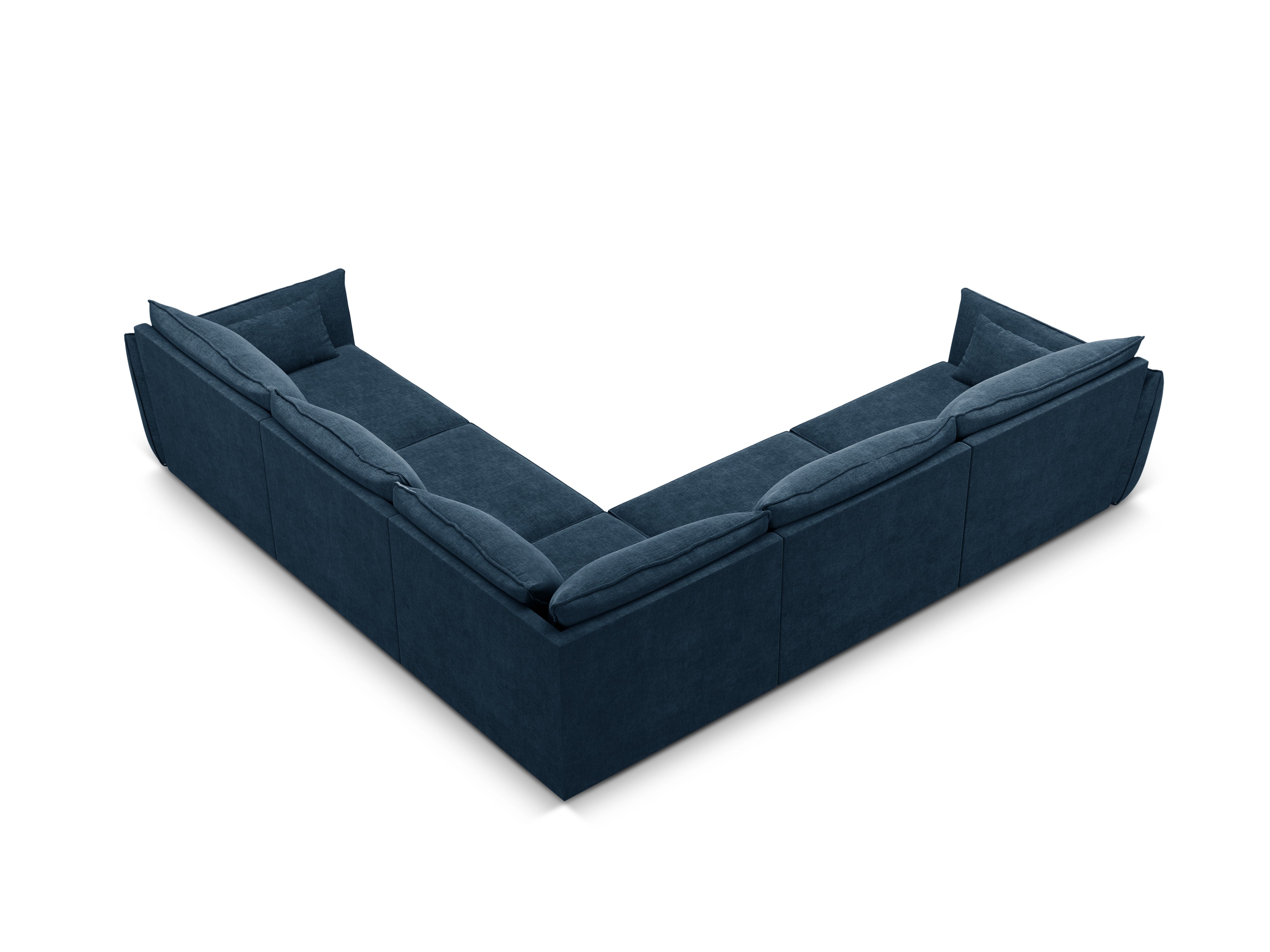 Symmetrische hoekbank in chenille stof VANDA koninklijk blauw