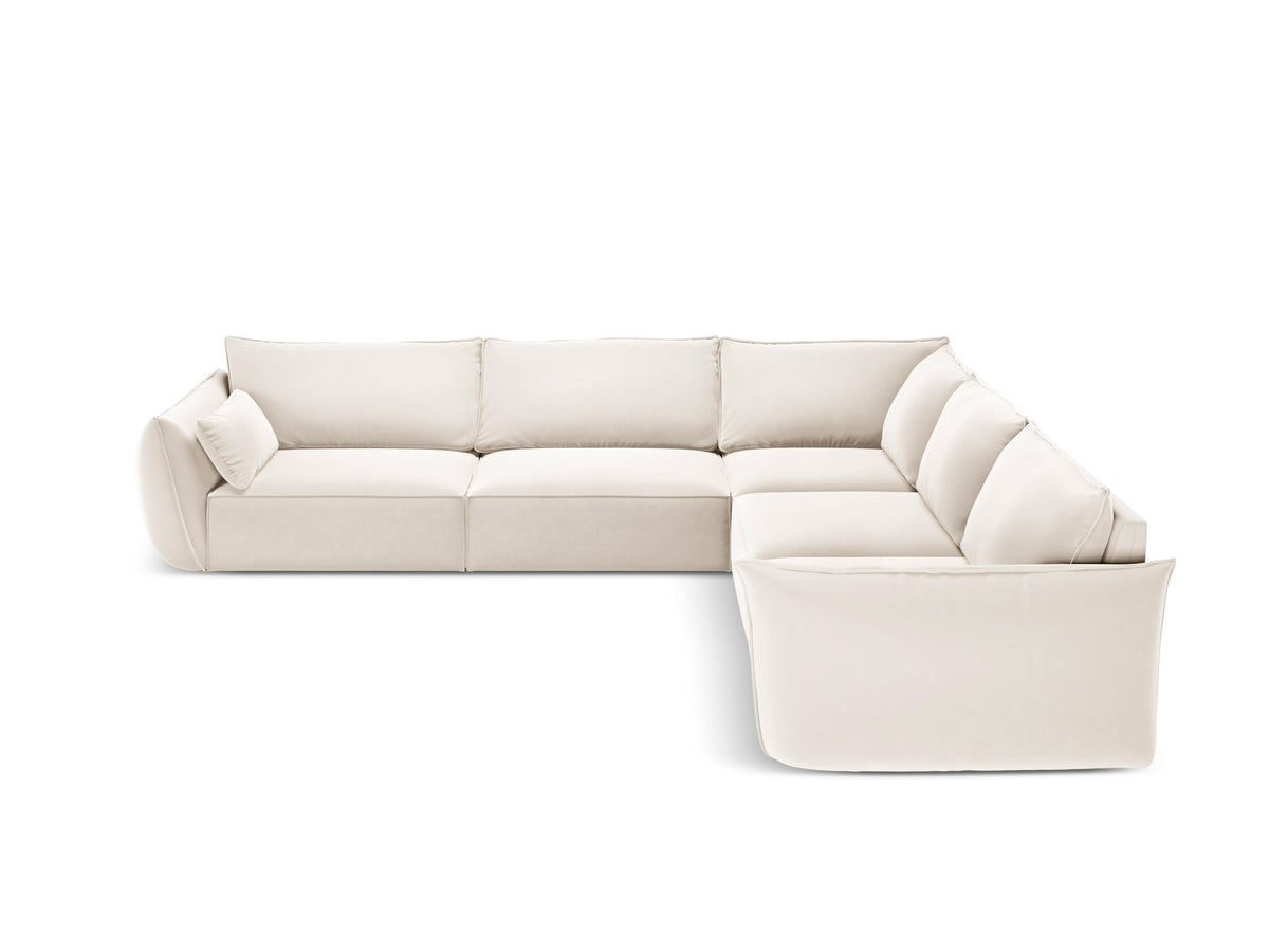 Symmetrische fluwelen hoekbank VANDA beige