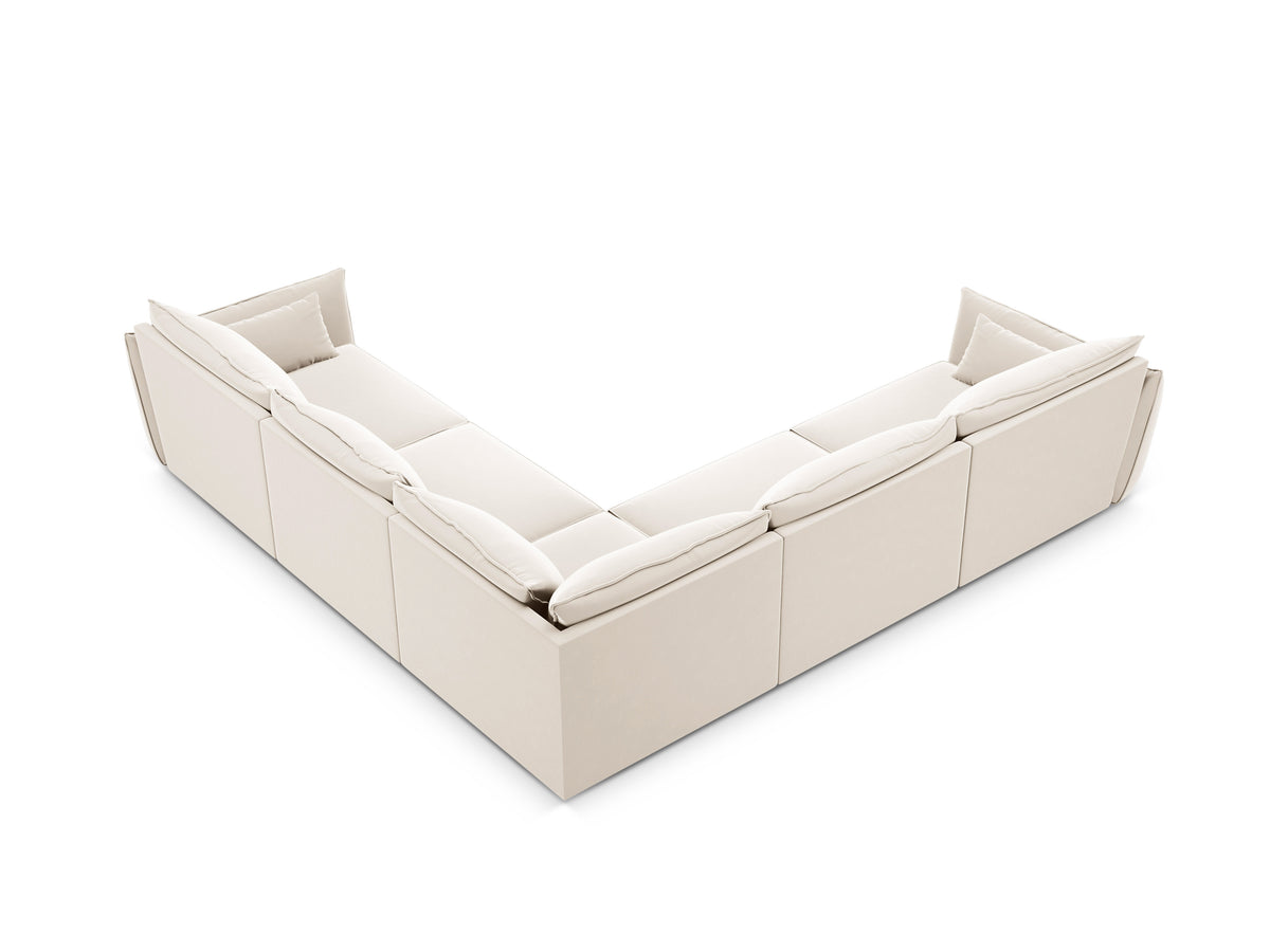 Symmetrische fluwelen hoekbank VANDA beige