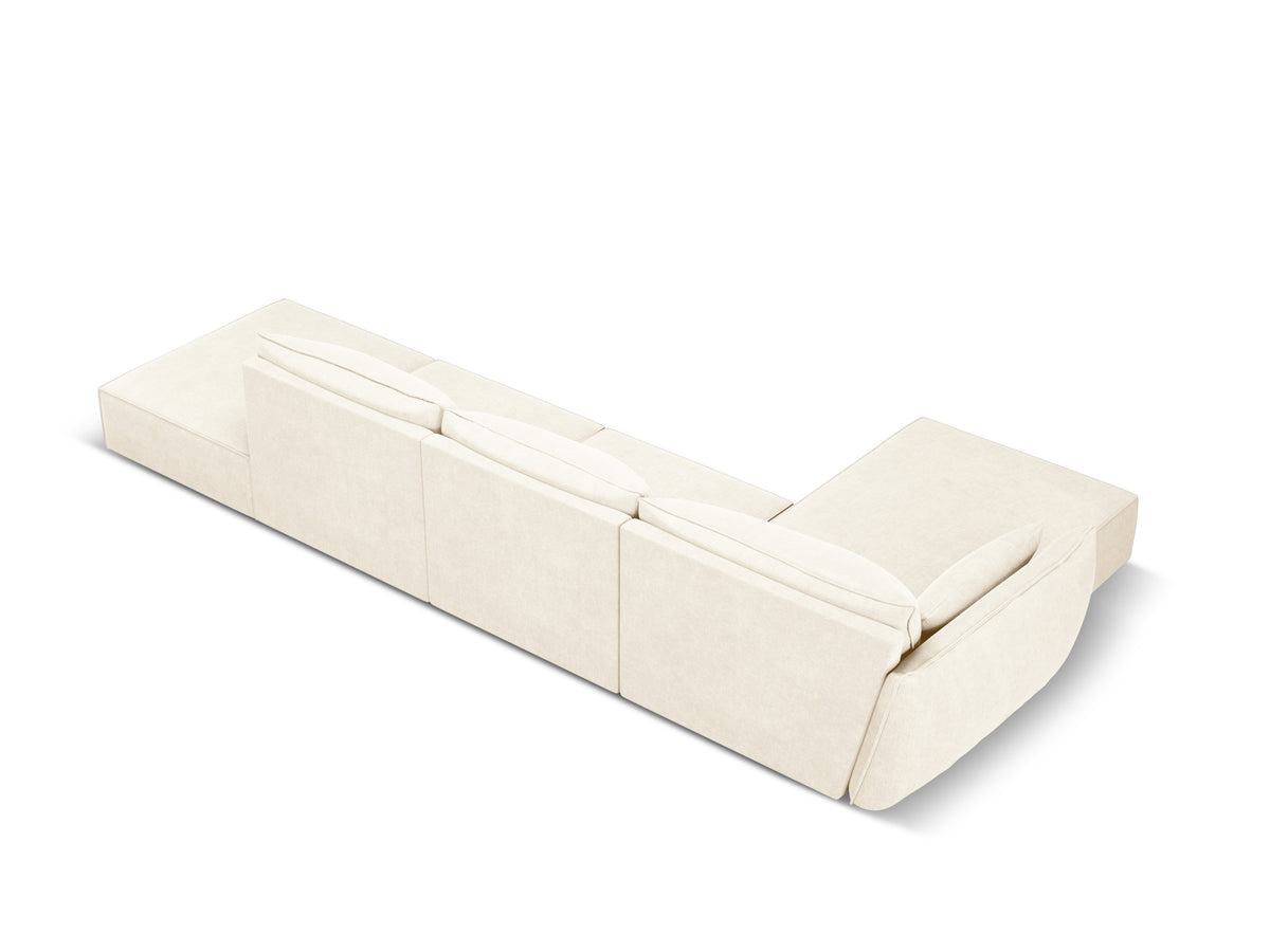 Hoekbank in chenille stof links open VANDA lichtbeige