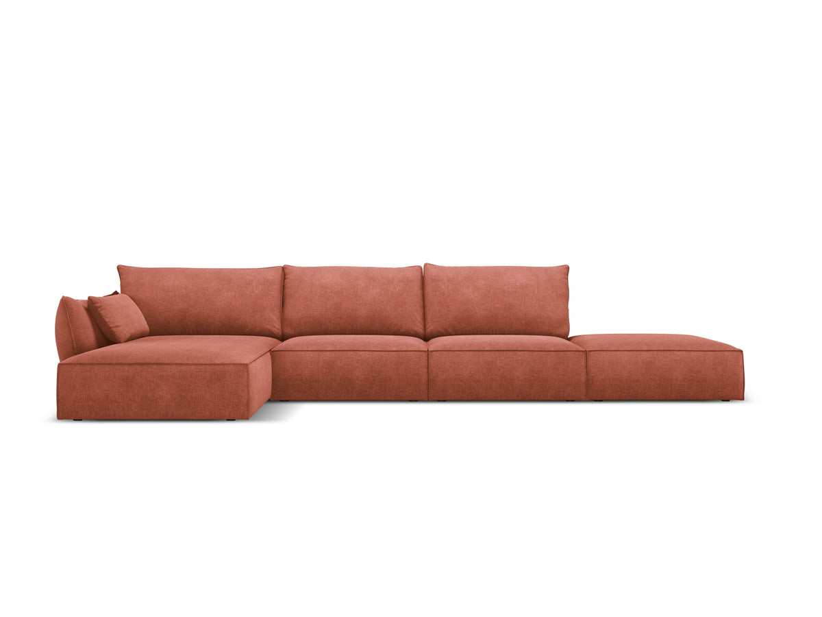 Hoekbank in chenille stof links open VANDA terracotta