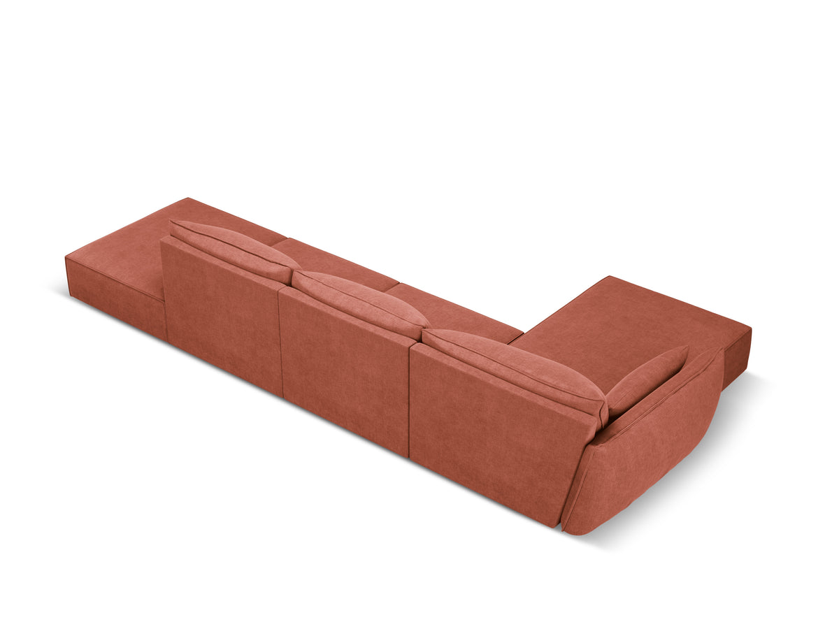 Hoekbank in chenille stof links open VANDA terracotta