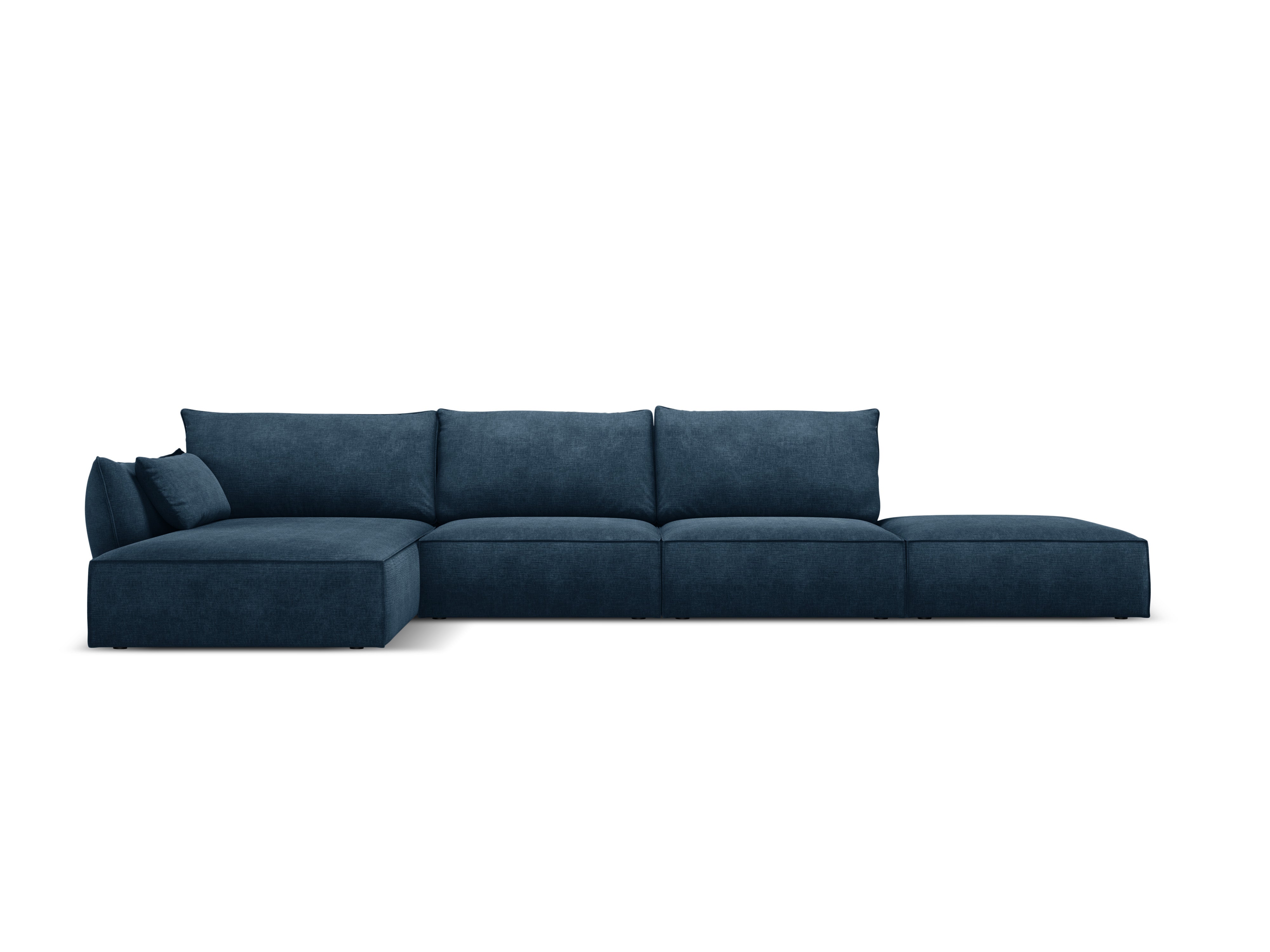 Hoekbank in chenille stof links open VANDA koninklijk blauw