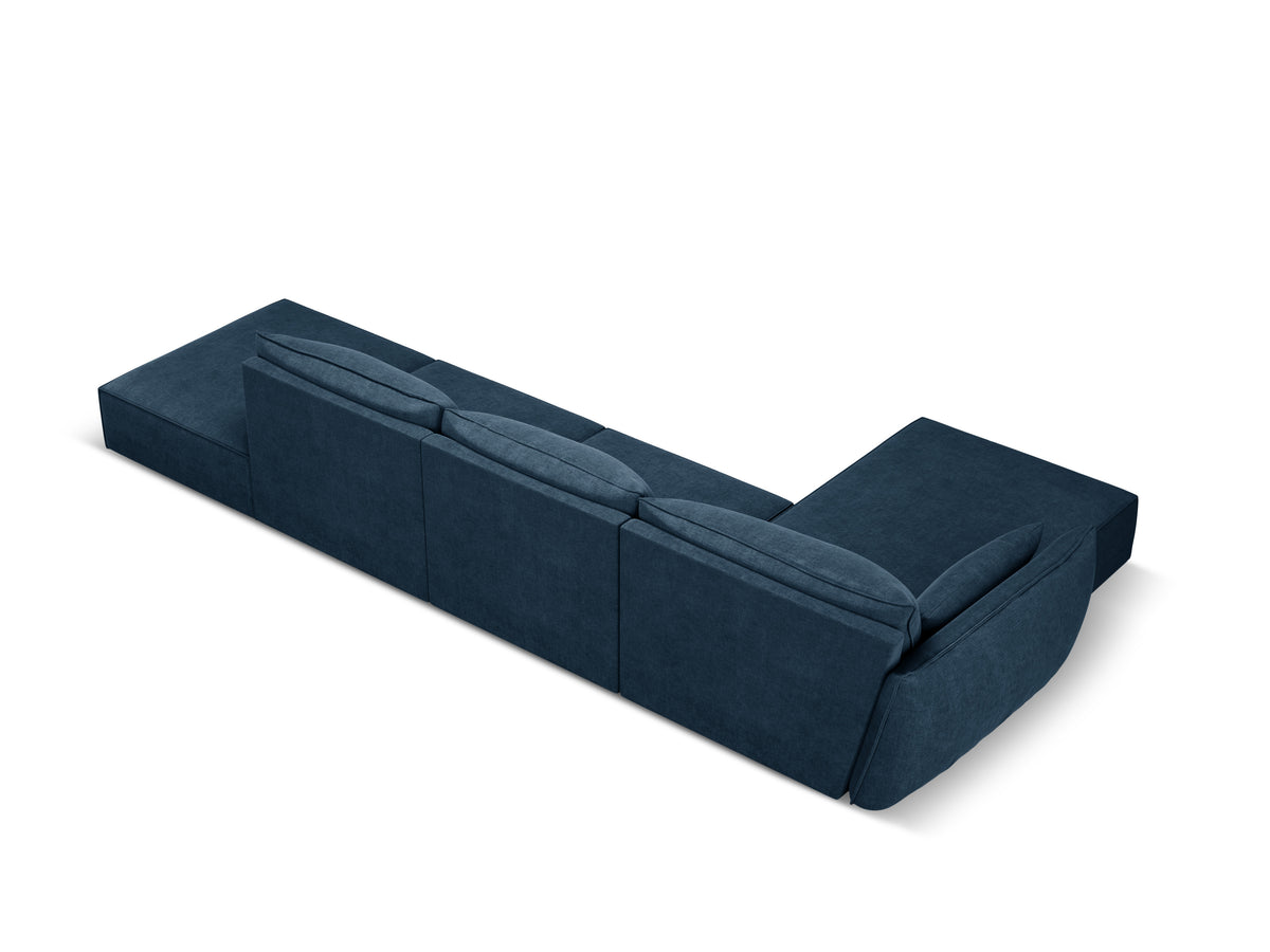 Hoekbank in chenille stof links open VANDA koninklijk blauw