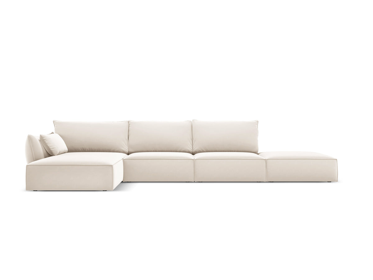 Beige open linker fluwelen hoekbank VANDA