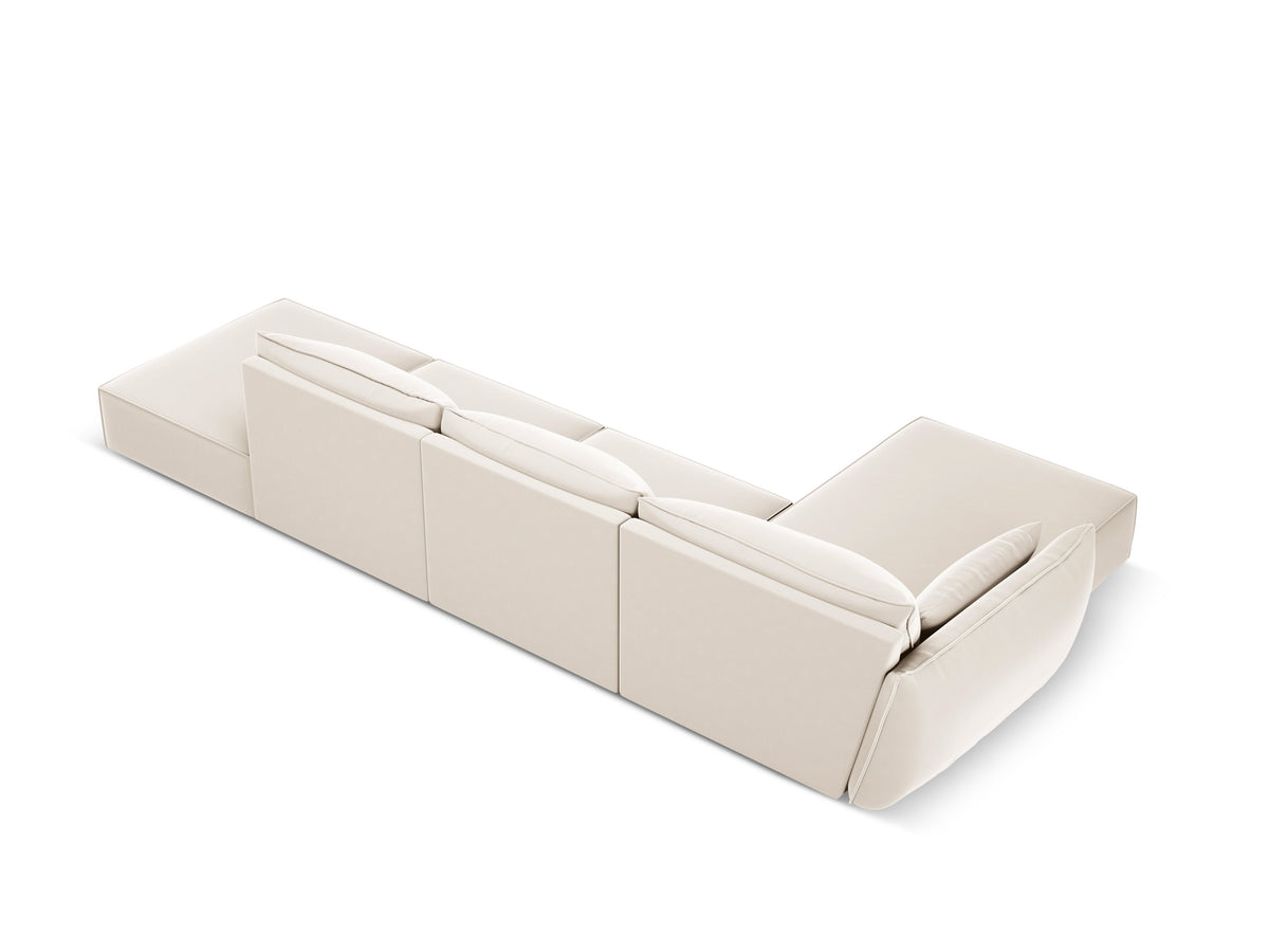 Beige open linker fluwelen hoekbank VANDA