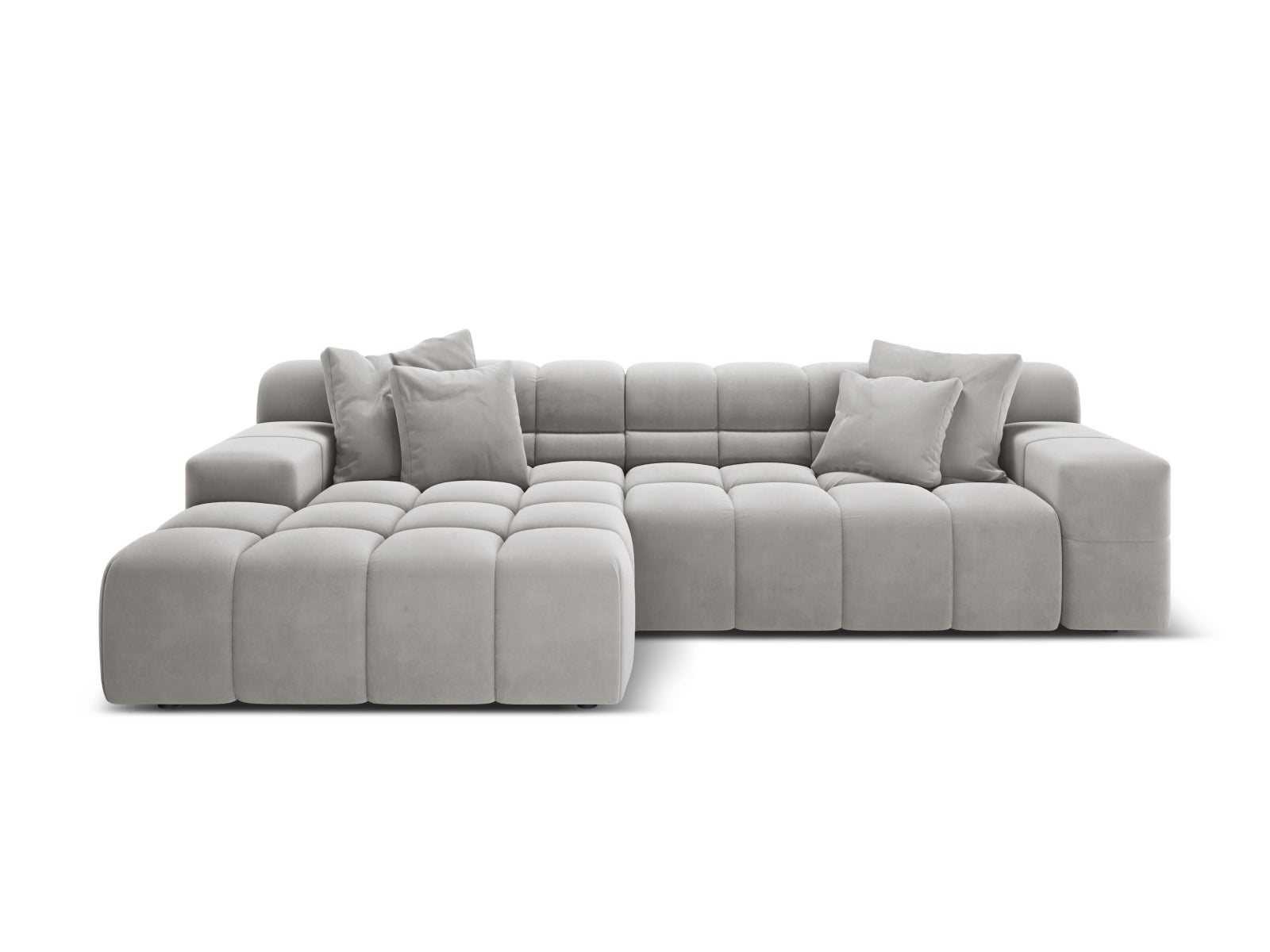 Gray left-facing 3-seater velvet corner sofa AGAVE
