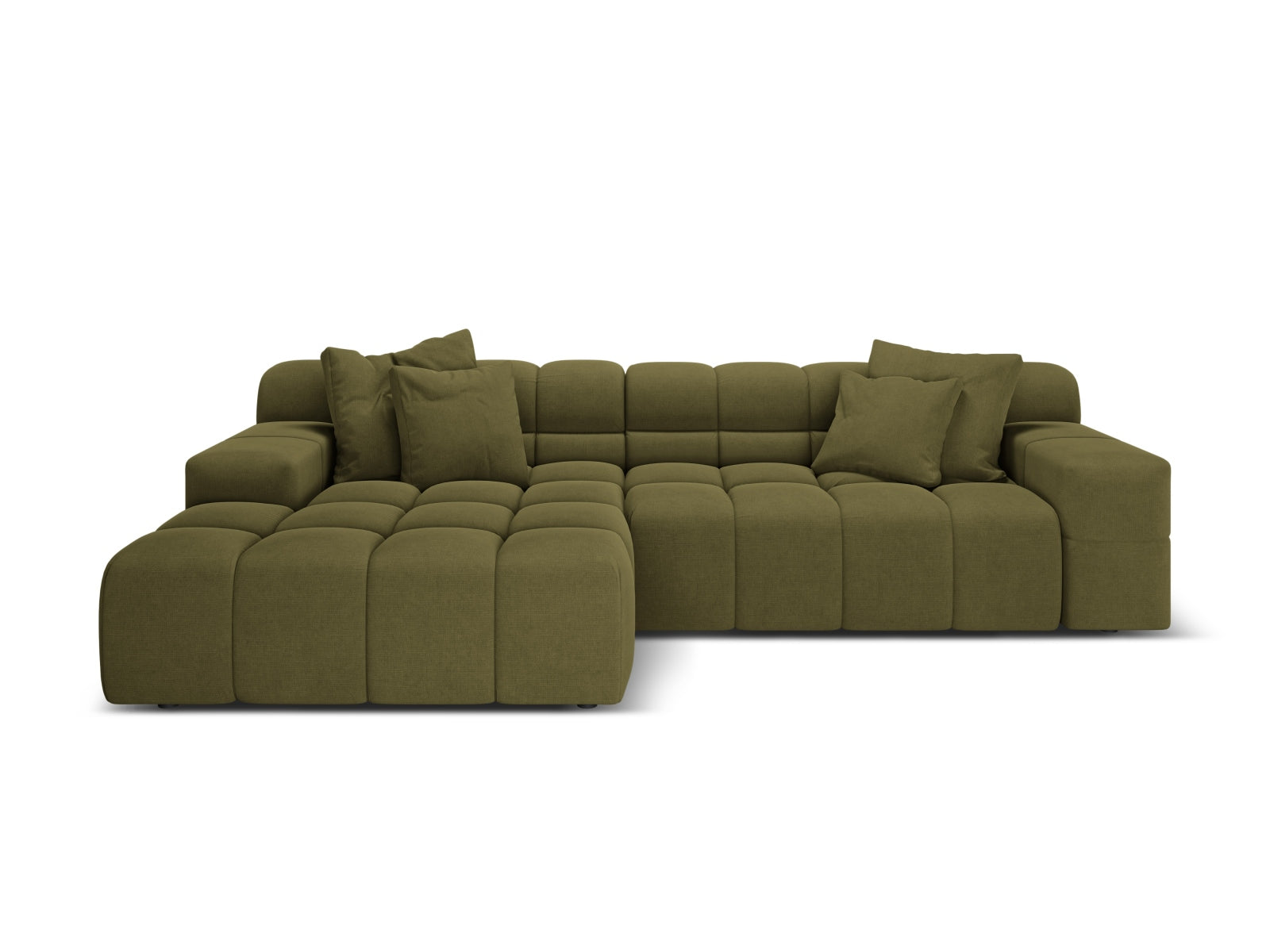 3-seater left-facing corner sofa AGAVE green chenille