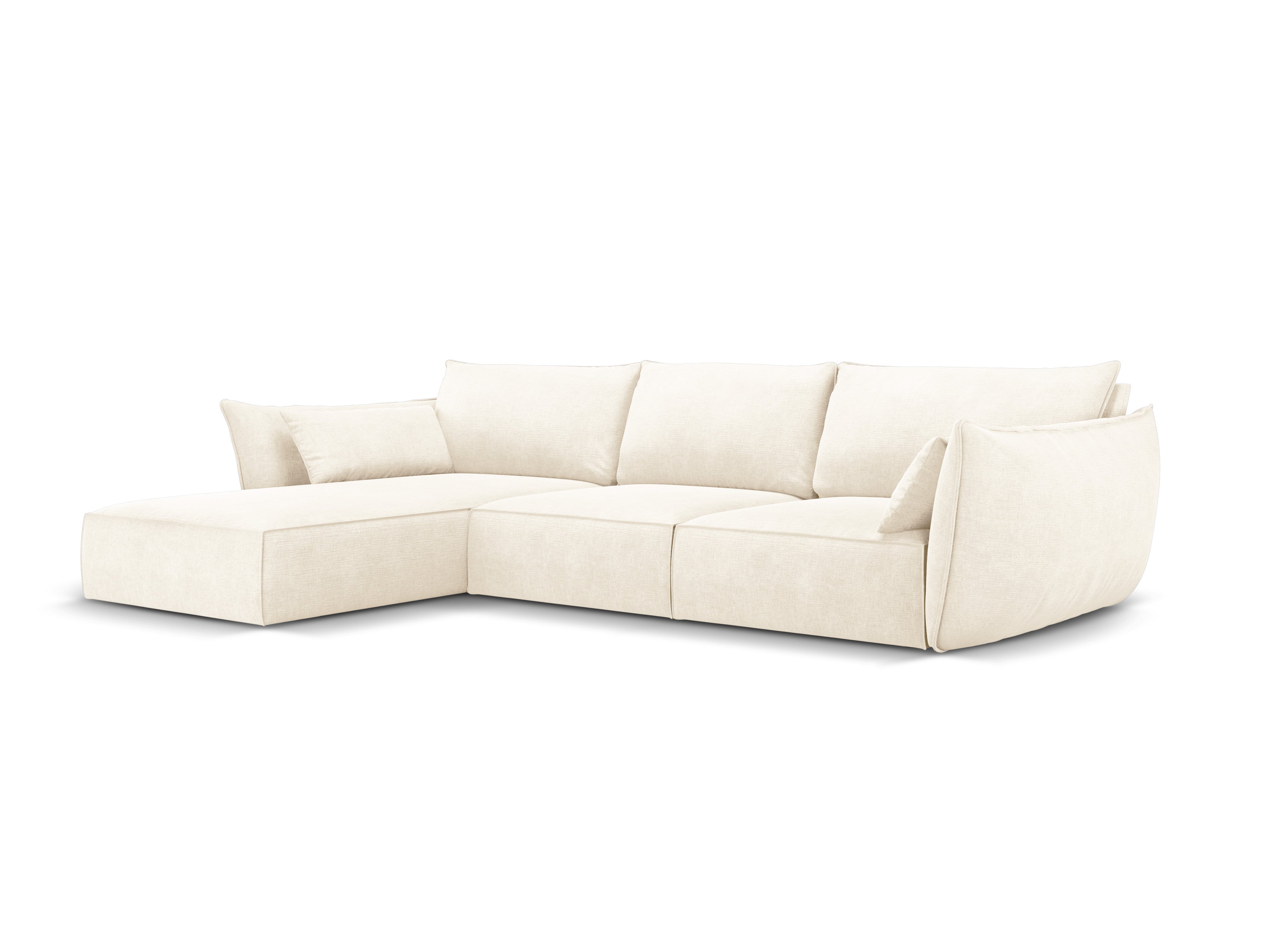 Hoekbank in chenille stof links 4-persoons VANDA lichtbeige
