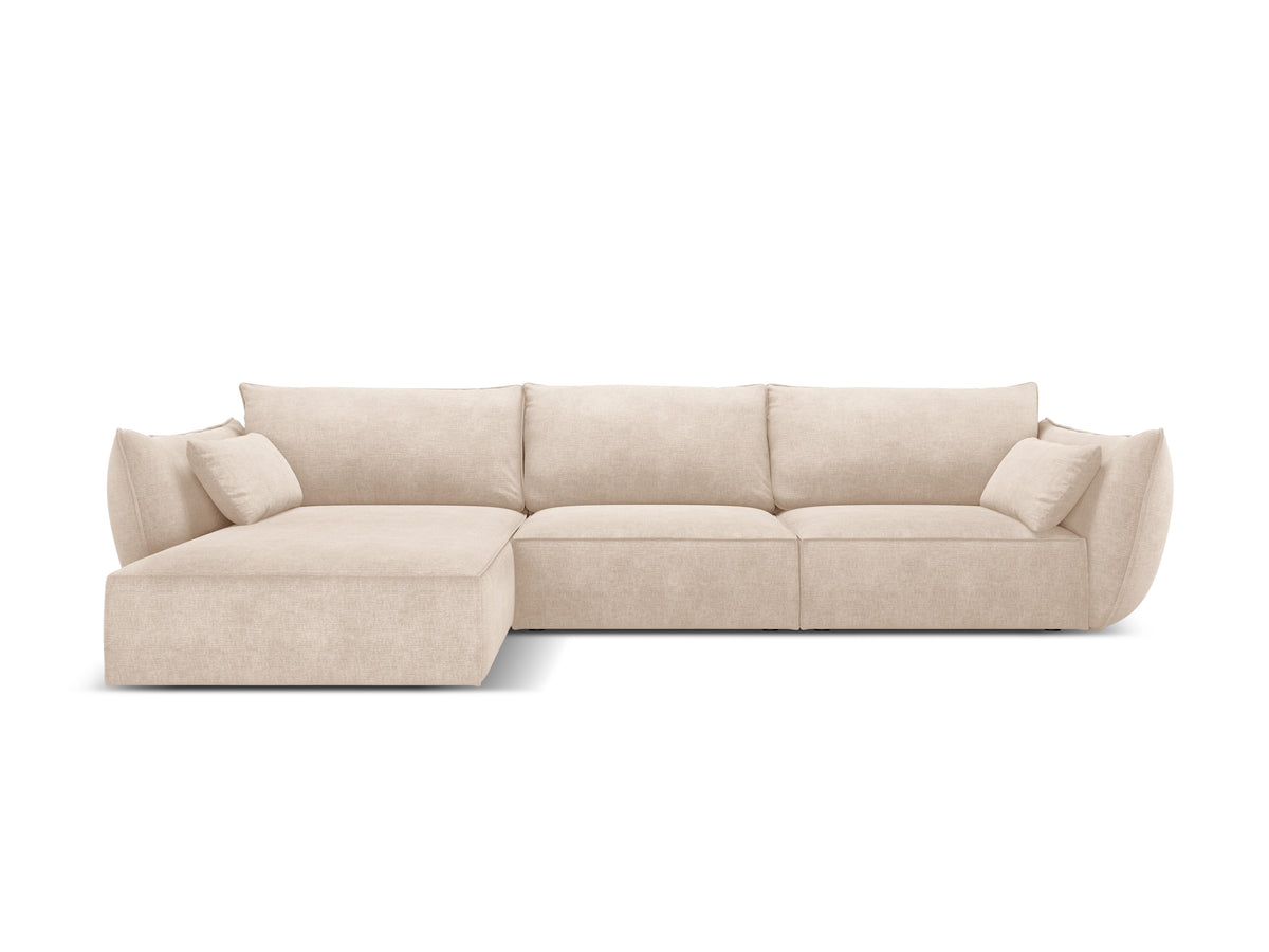Hoekbank in chenille stof links 4-persoons VANDA beige