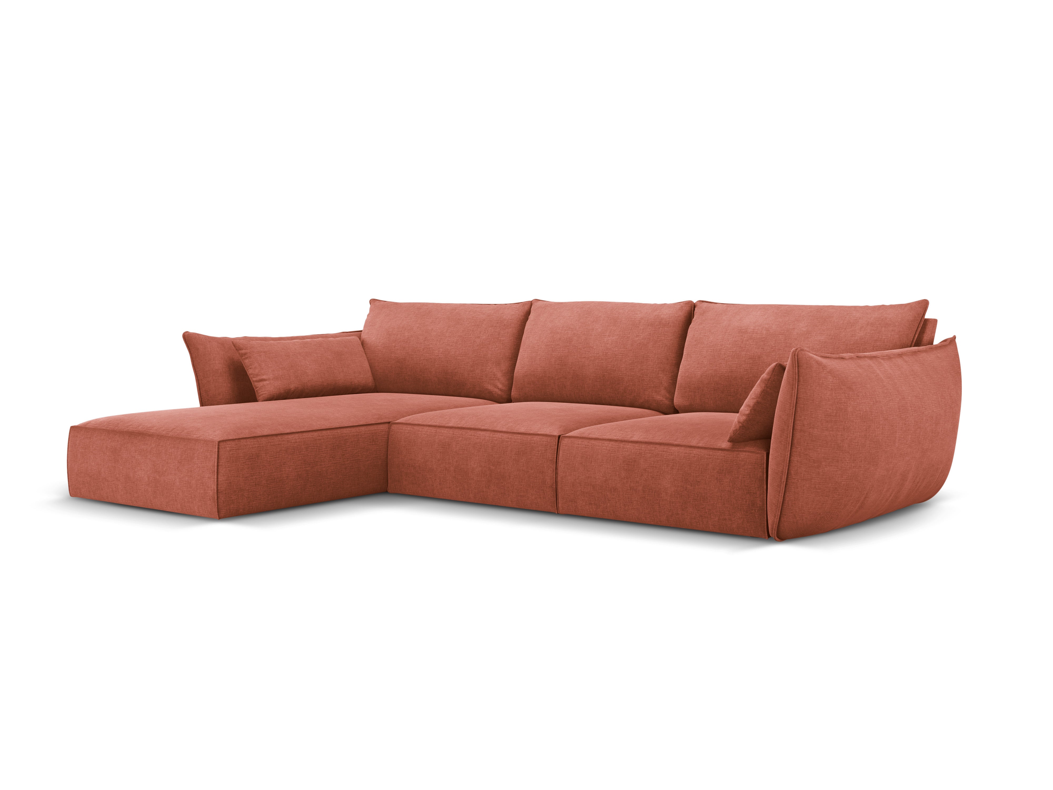 Hoekbank in chenille stof links 4-persoons VANDA terracotta