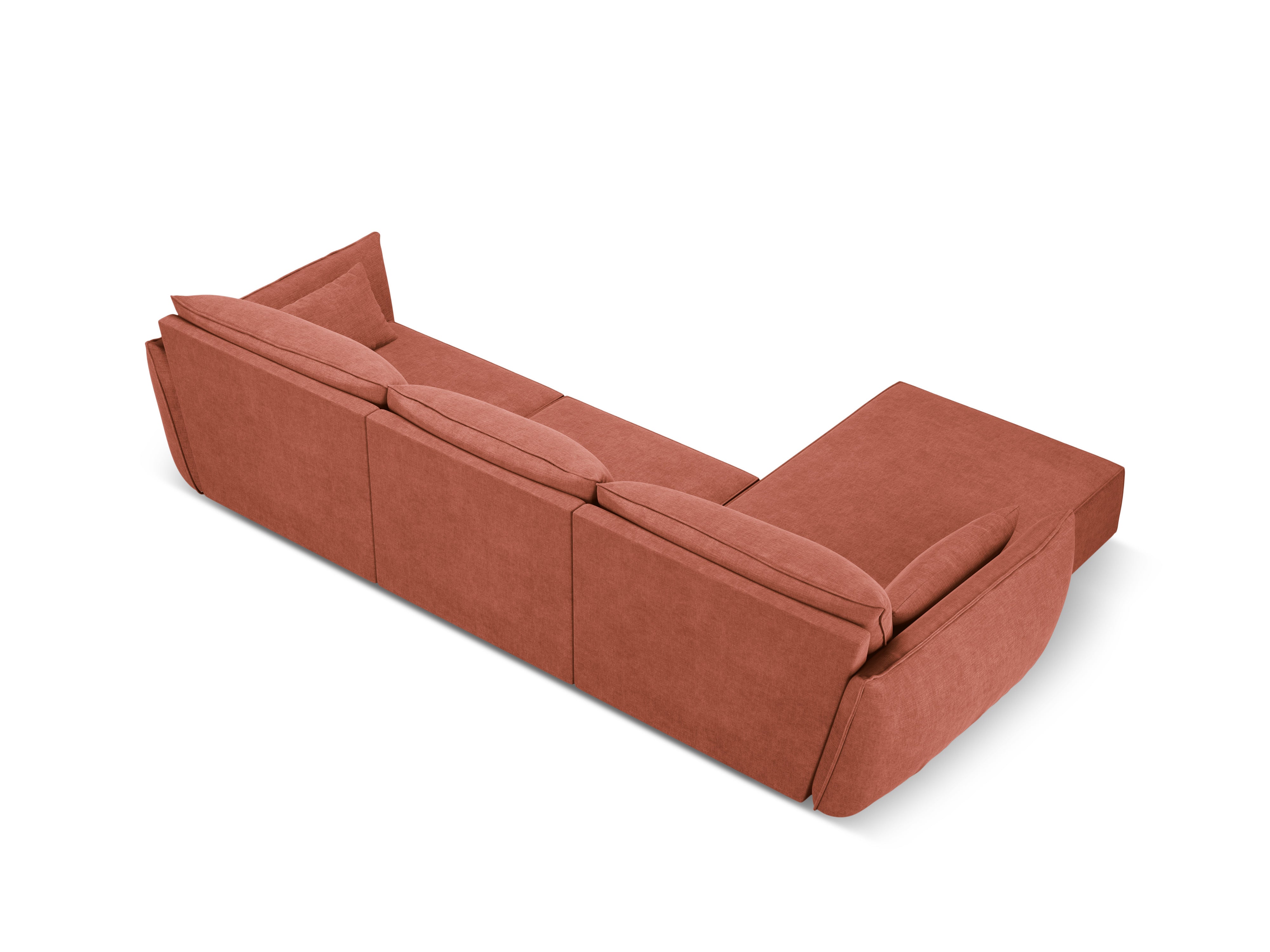 Hoekbank in chenille stof links 4-persoons VANDA terracotta