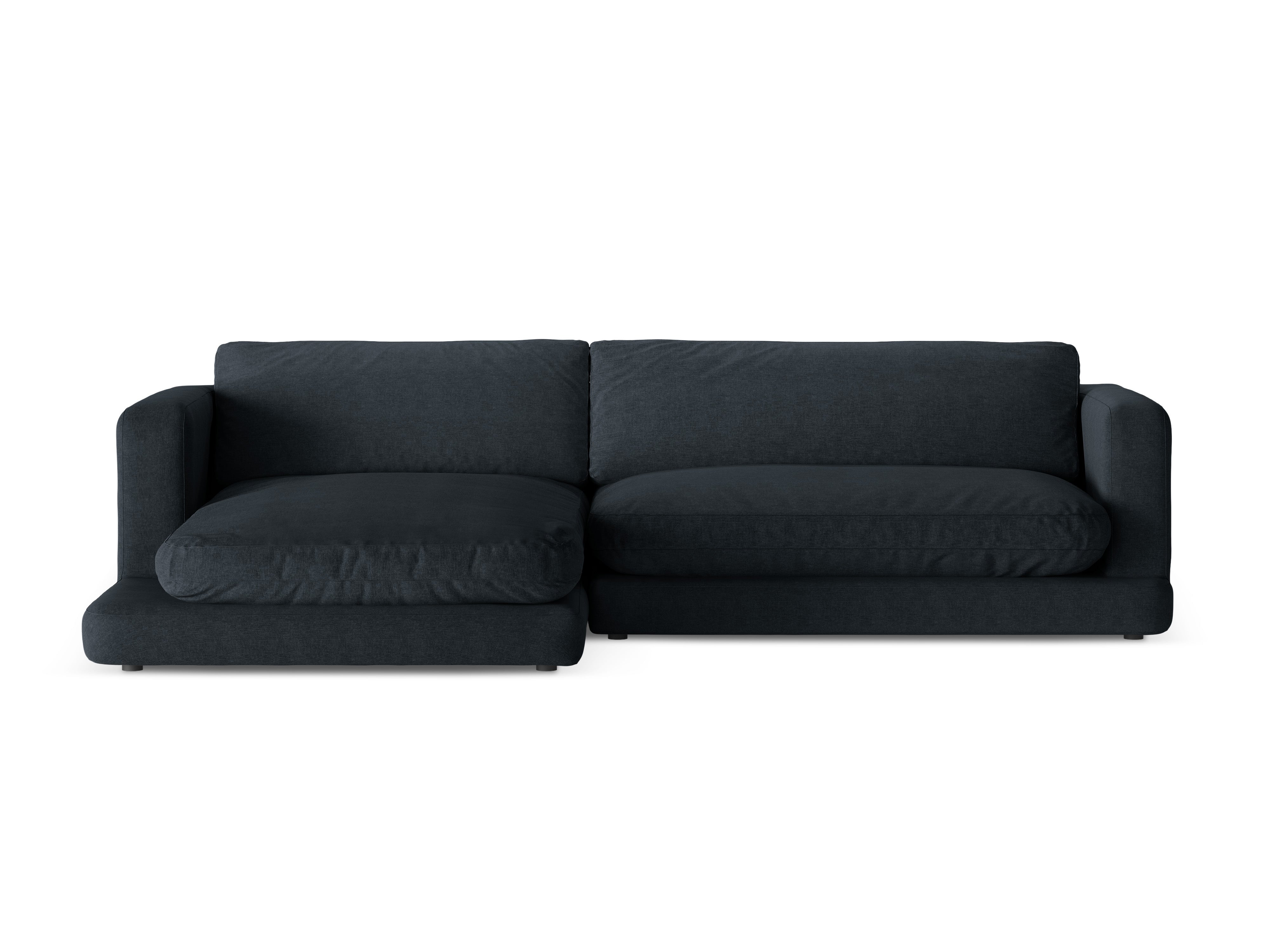 Left-sided corner sofa DAPHNE black chenille