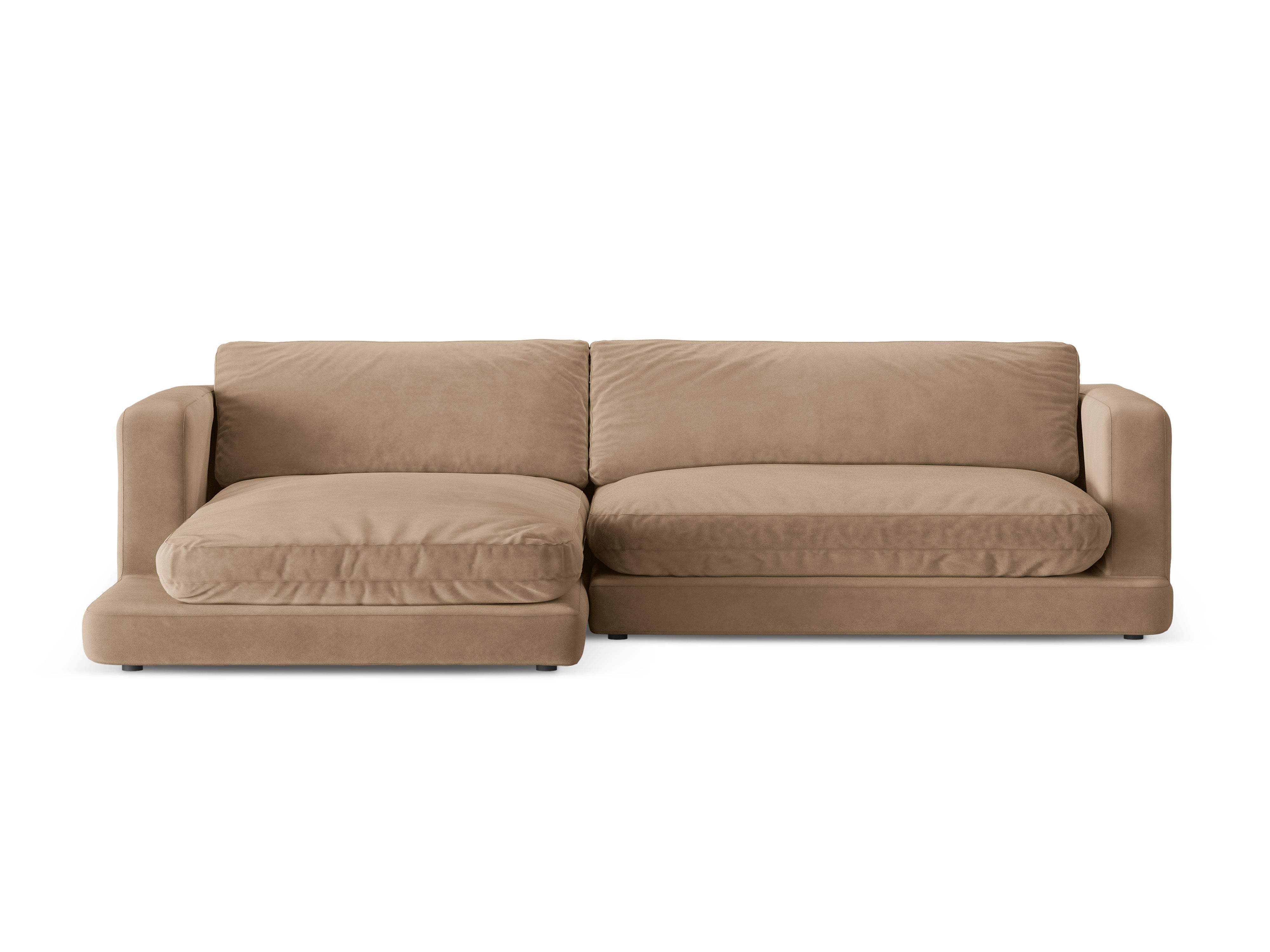 Left-facing velvet corner sofa DAPHNE beige