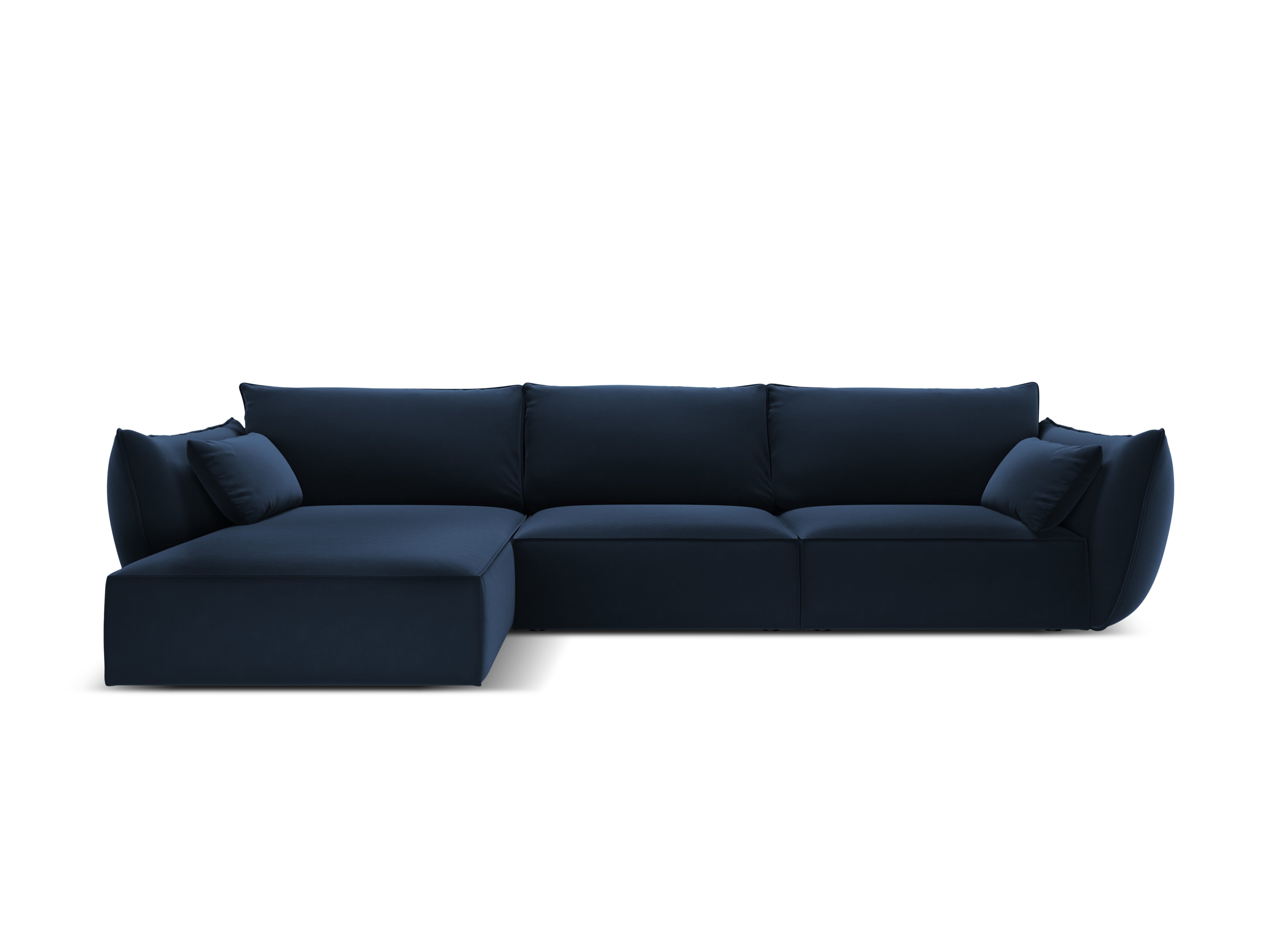 Fluwelen hoekbank links 4-persoons VANDA marineblauw