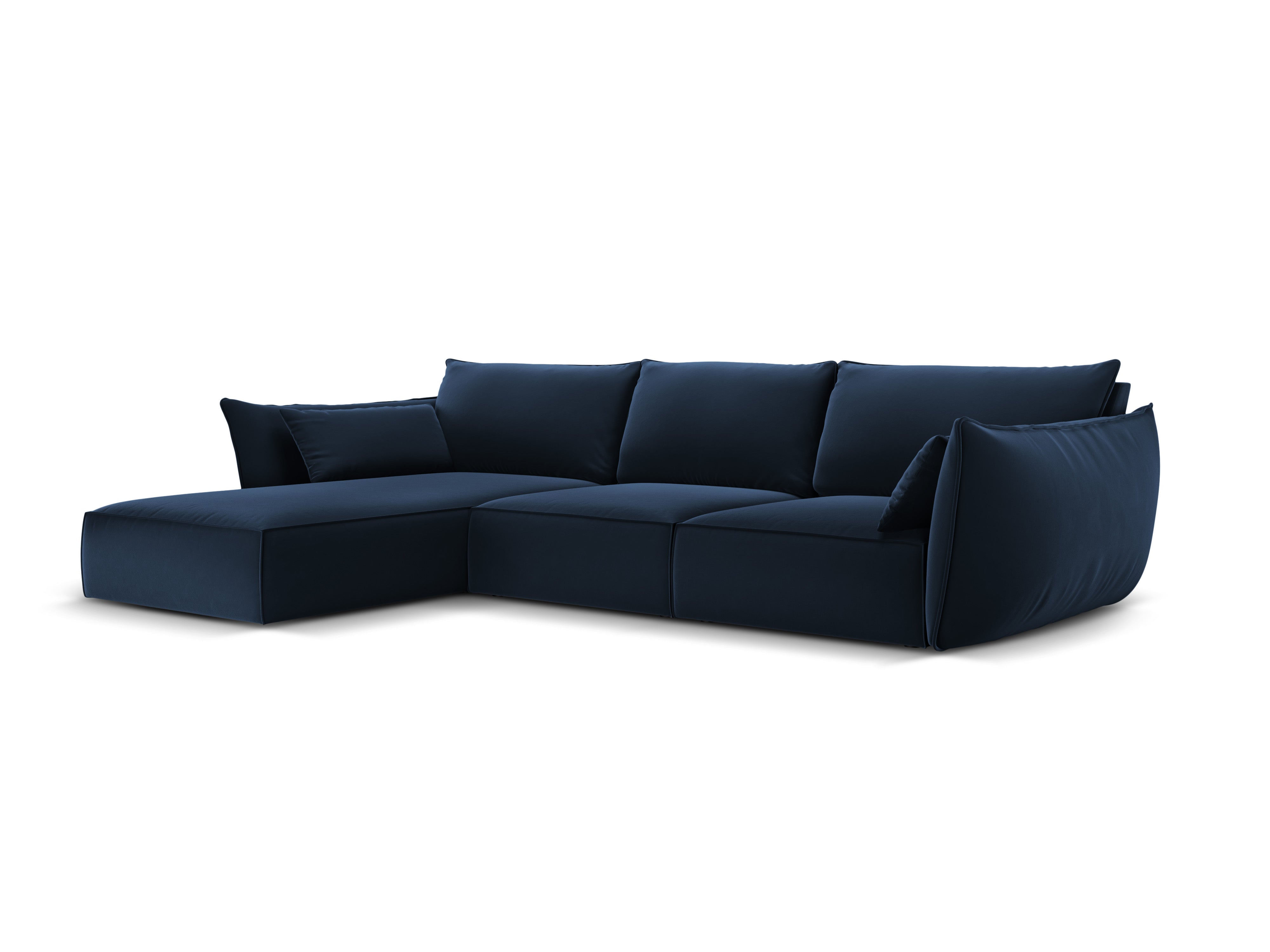 Fluwelen hoekbank links 4-persoons VANDA marineblauw