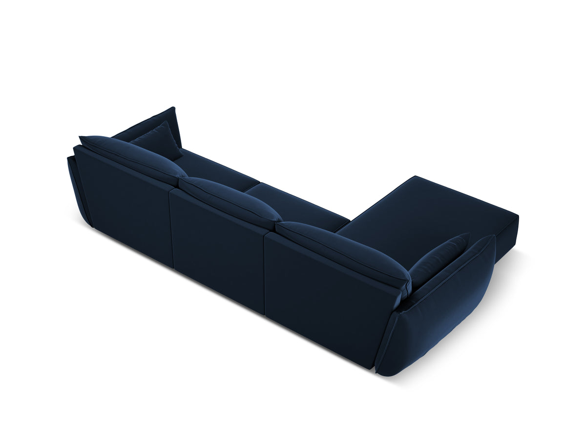 Fluwelen hoekbank links 4-persoons VANDA marineblauw
