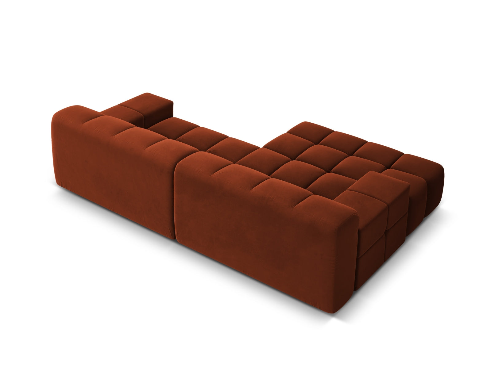 Left-facing 2-seater velvet corner sofa AGAVE brick red