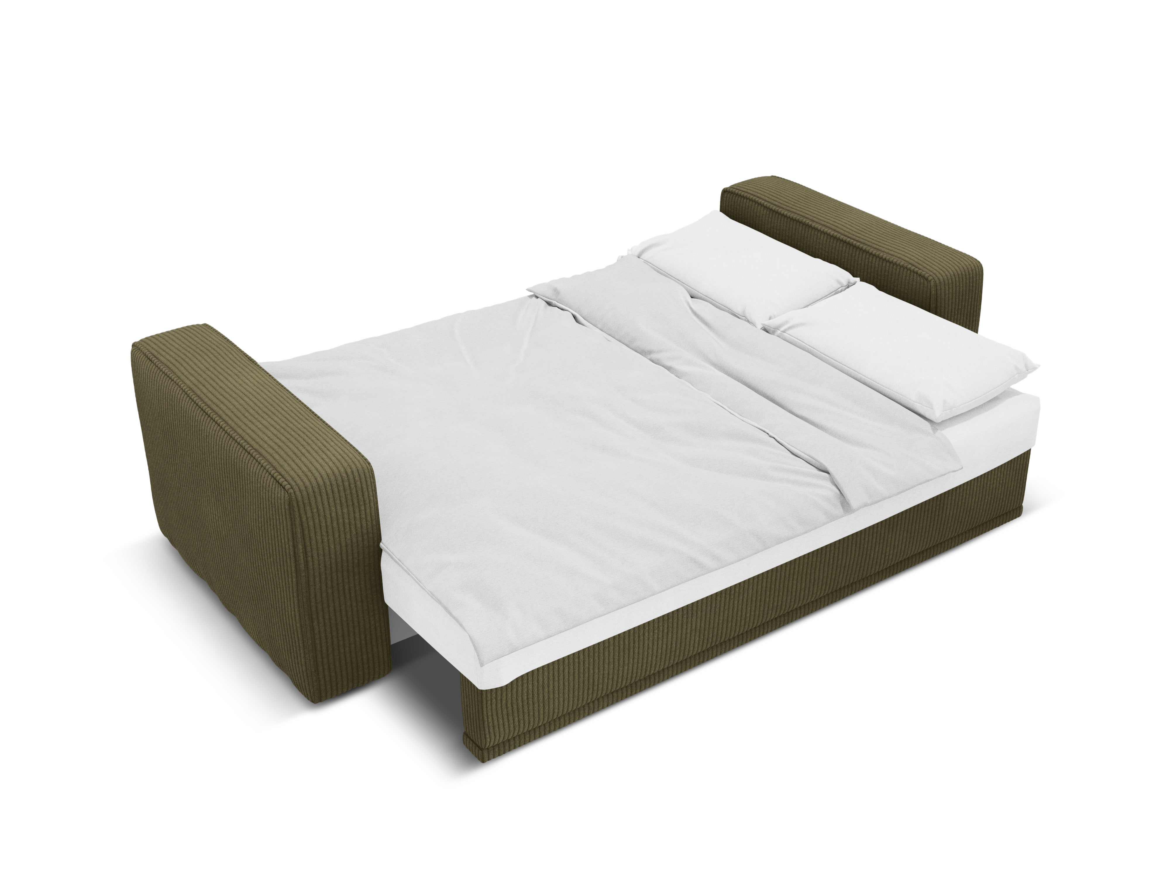 Right-sided corner sofa bed RIBES green corduroy