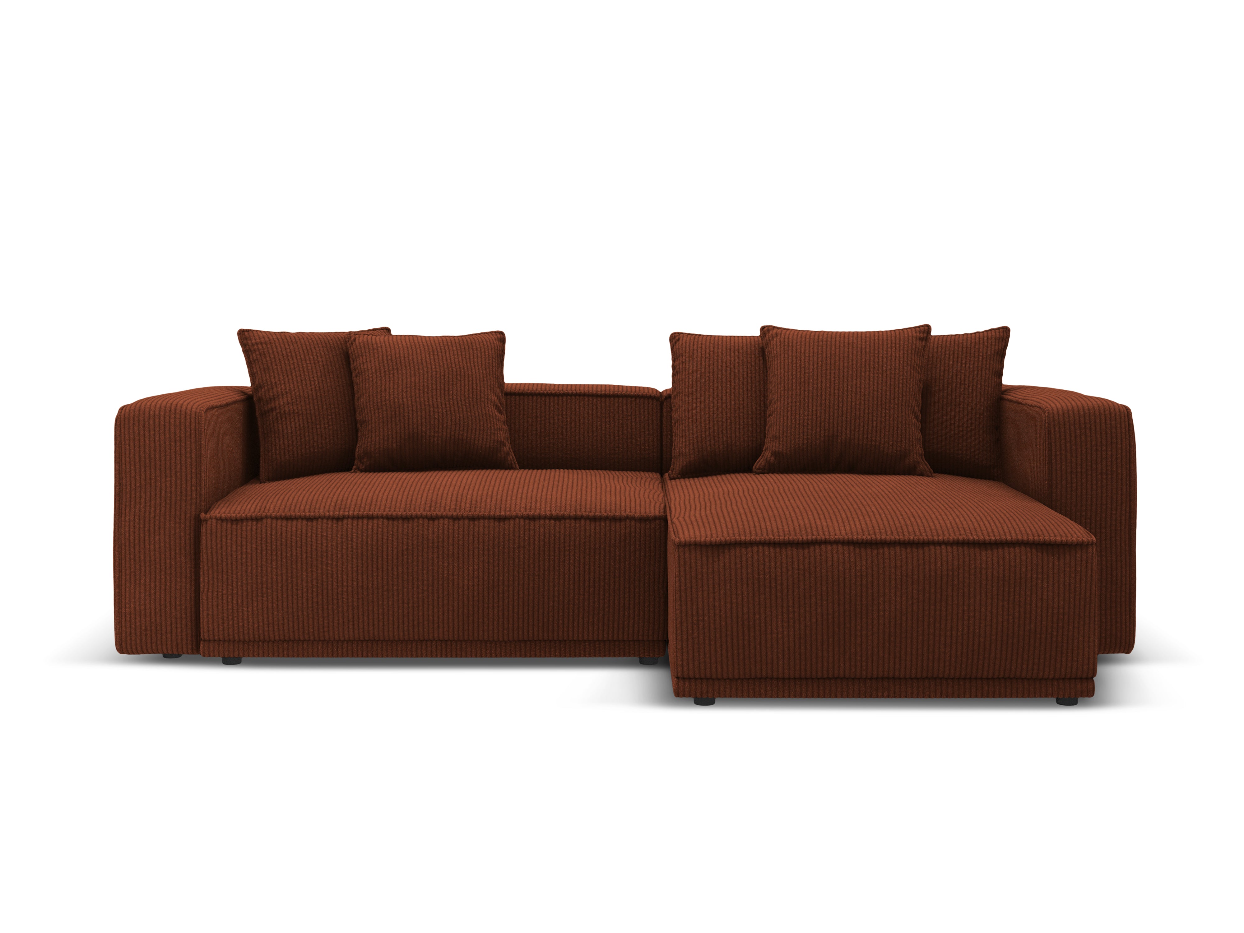 Right-sided corner sofa bed RIBES brick corduroy