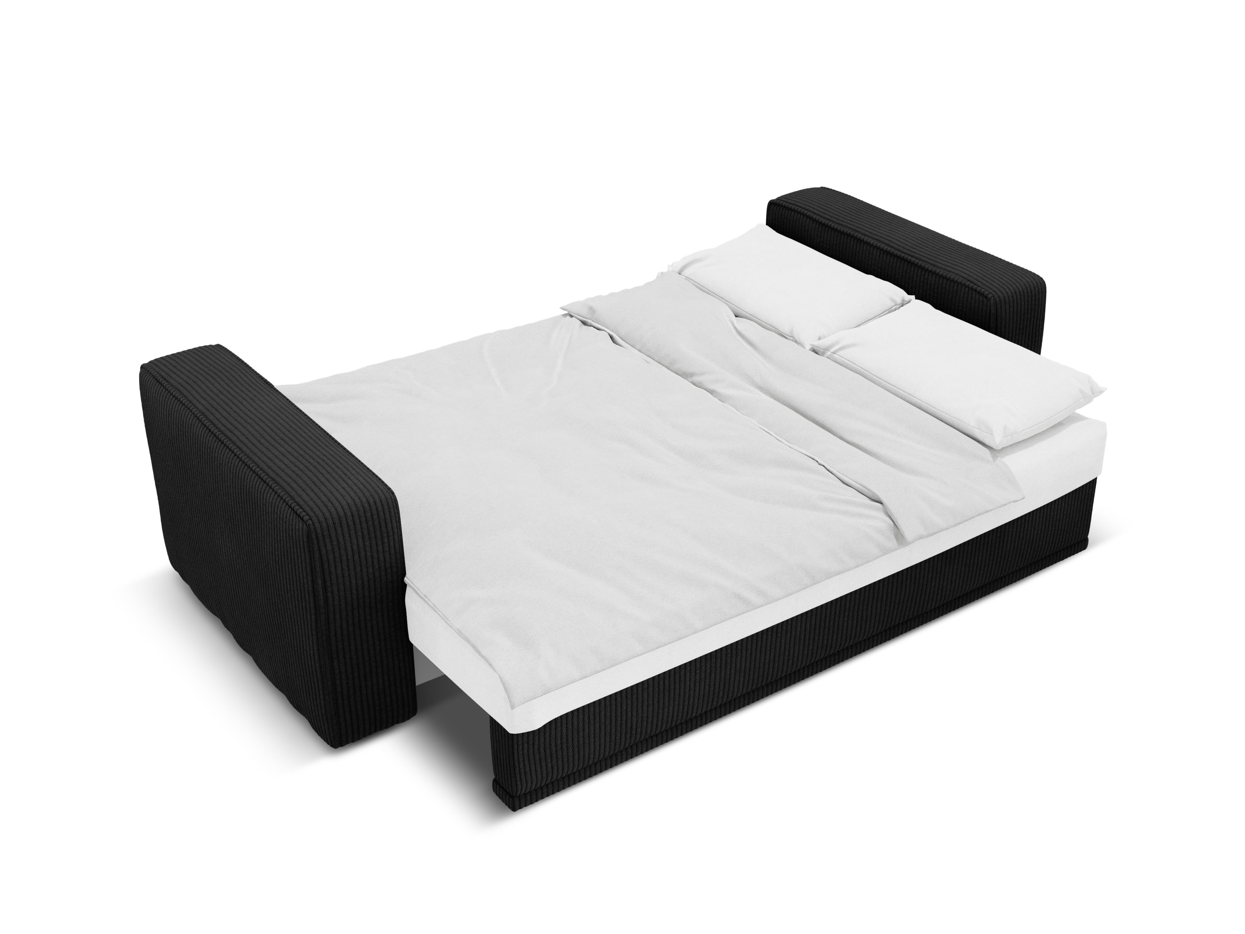 Right-sided corner sofa bed RIBES black corduroy