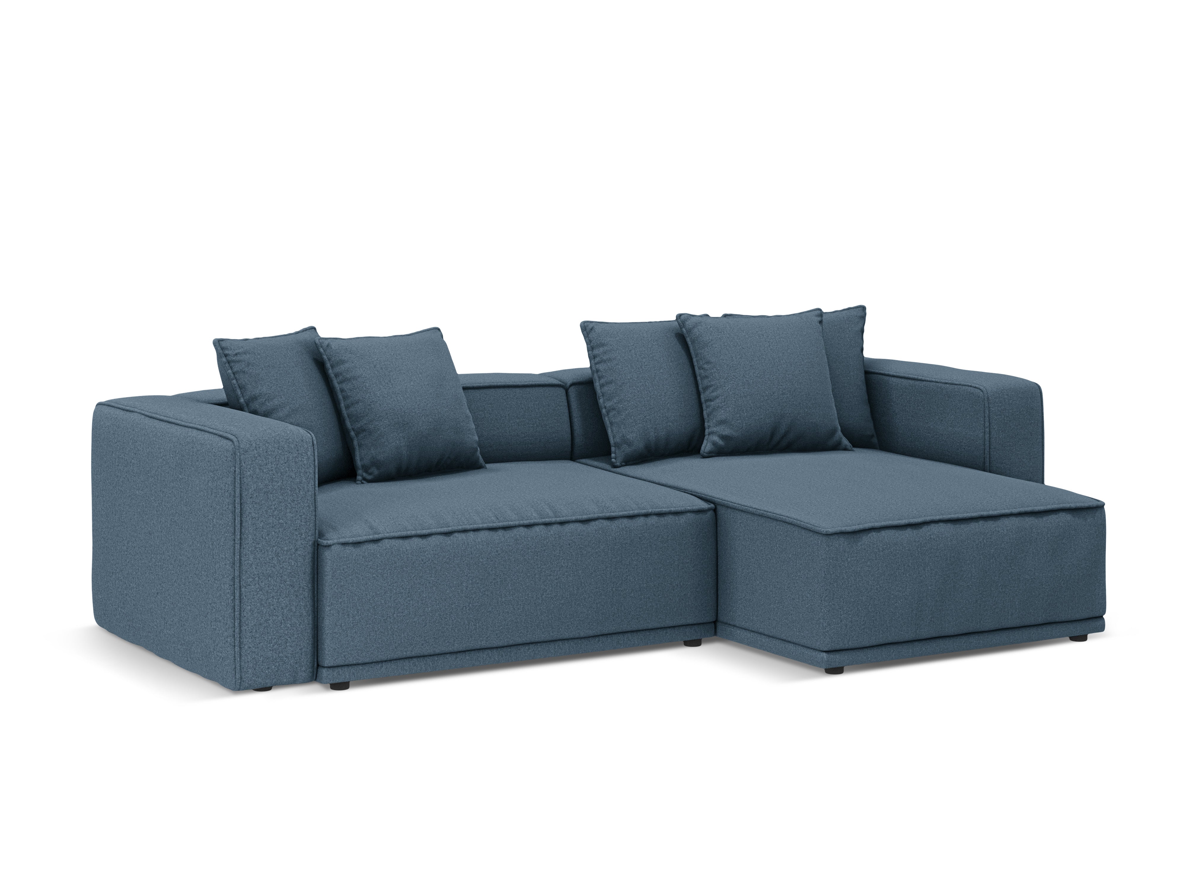 Rechthoekige bank met slaapfunctie RIBES in denimblauw chenille