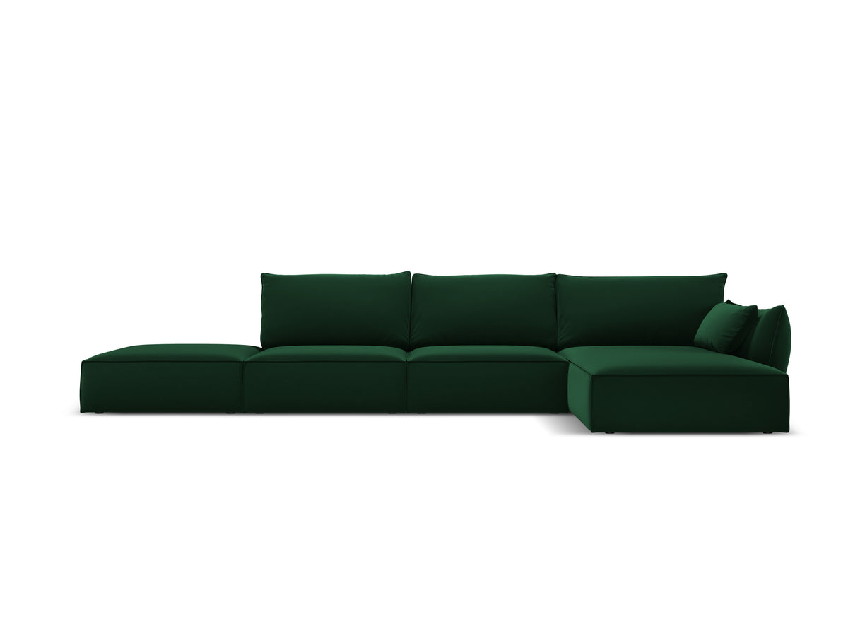 Velours hoekbank rechts open VANDA donkergroen