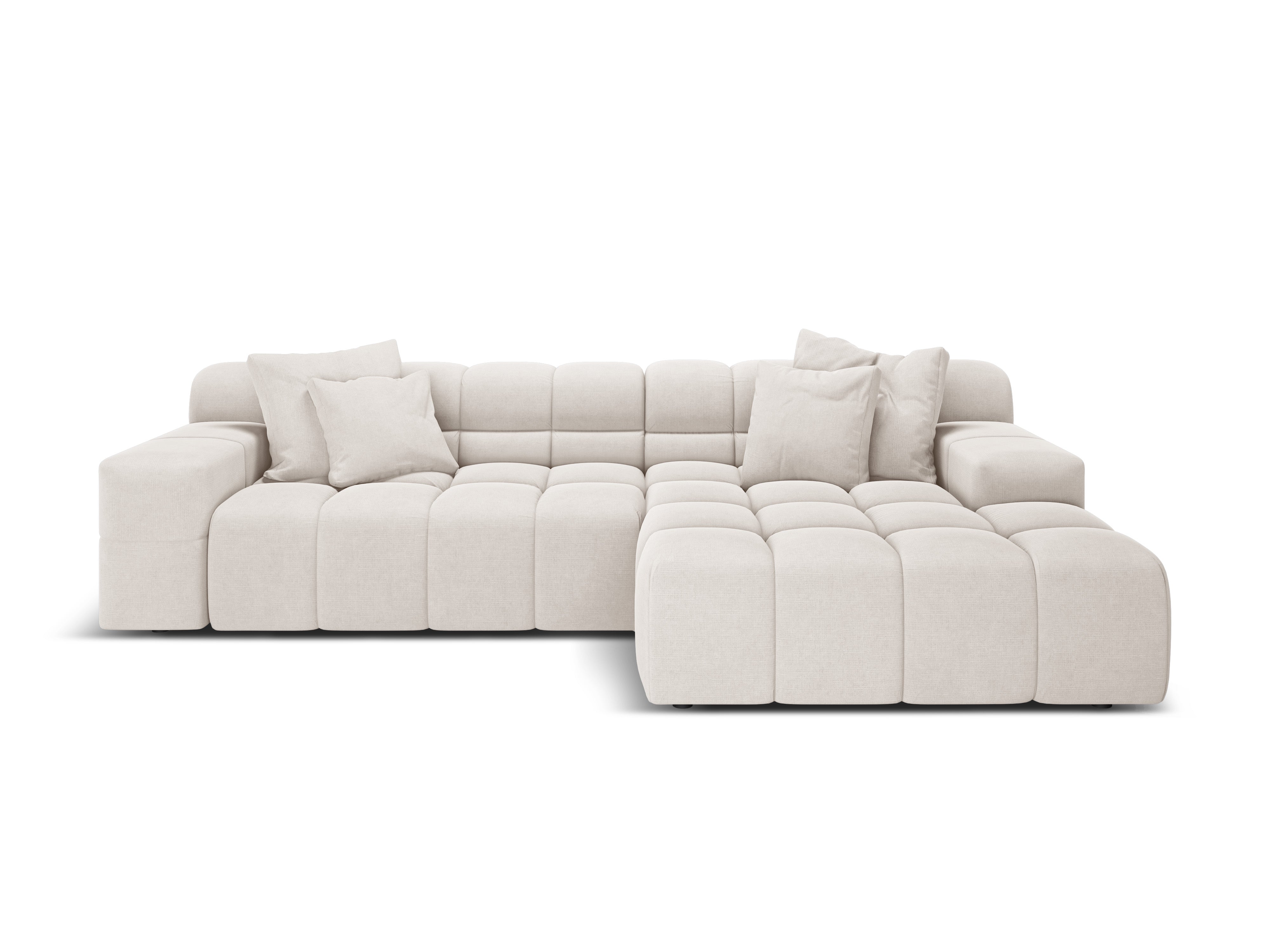 3-sitziger rechter Ecksofa AGAVE hellbeige Chenille