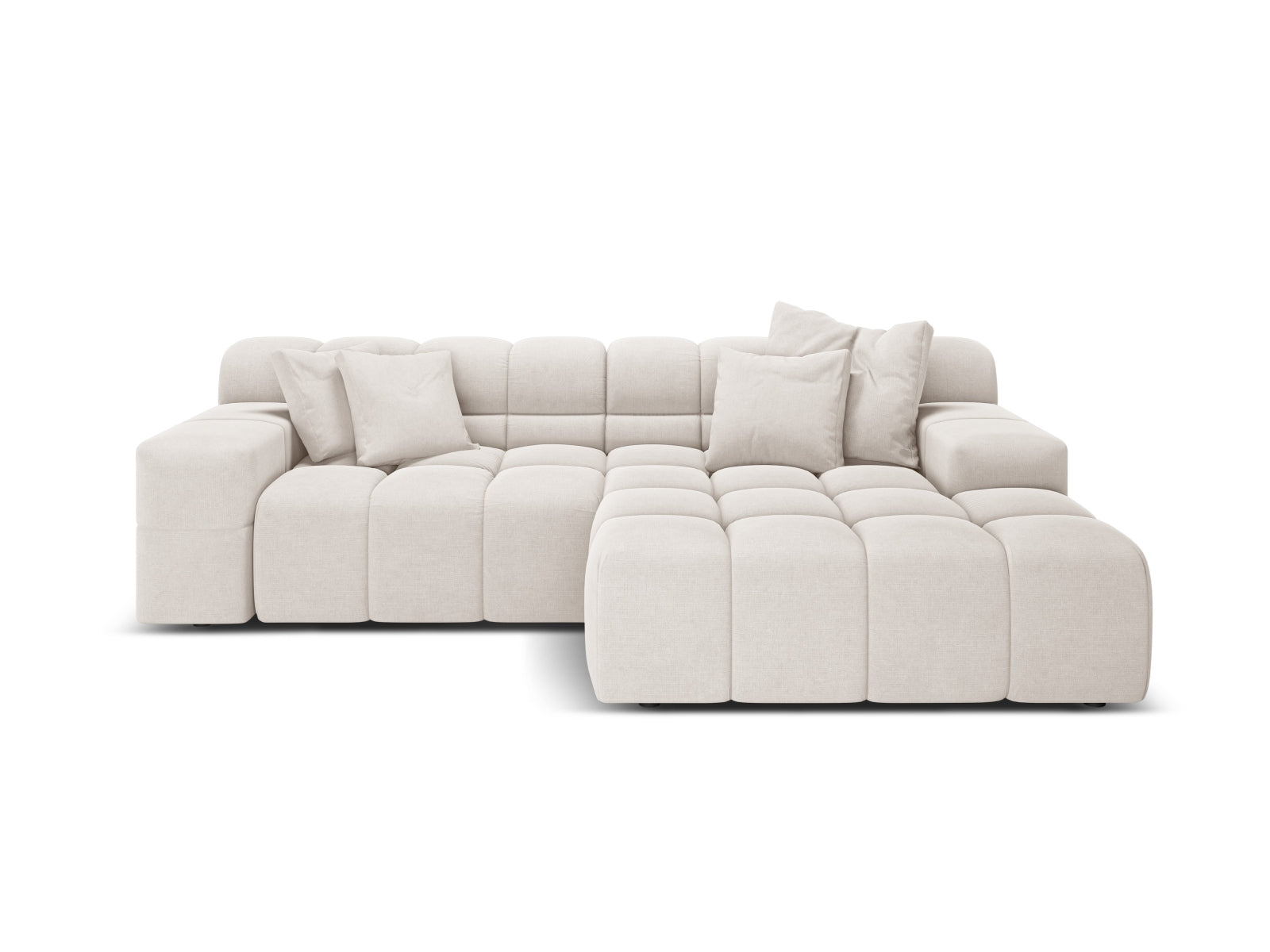 Right-facing 2-seater corner sofa AGAVE light beige chenille