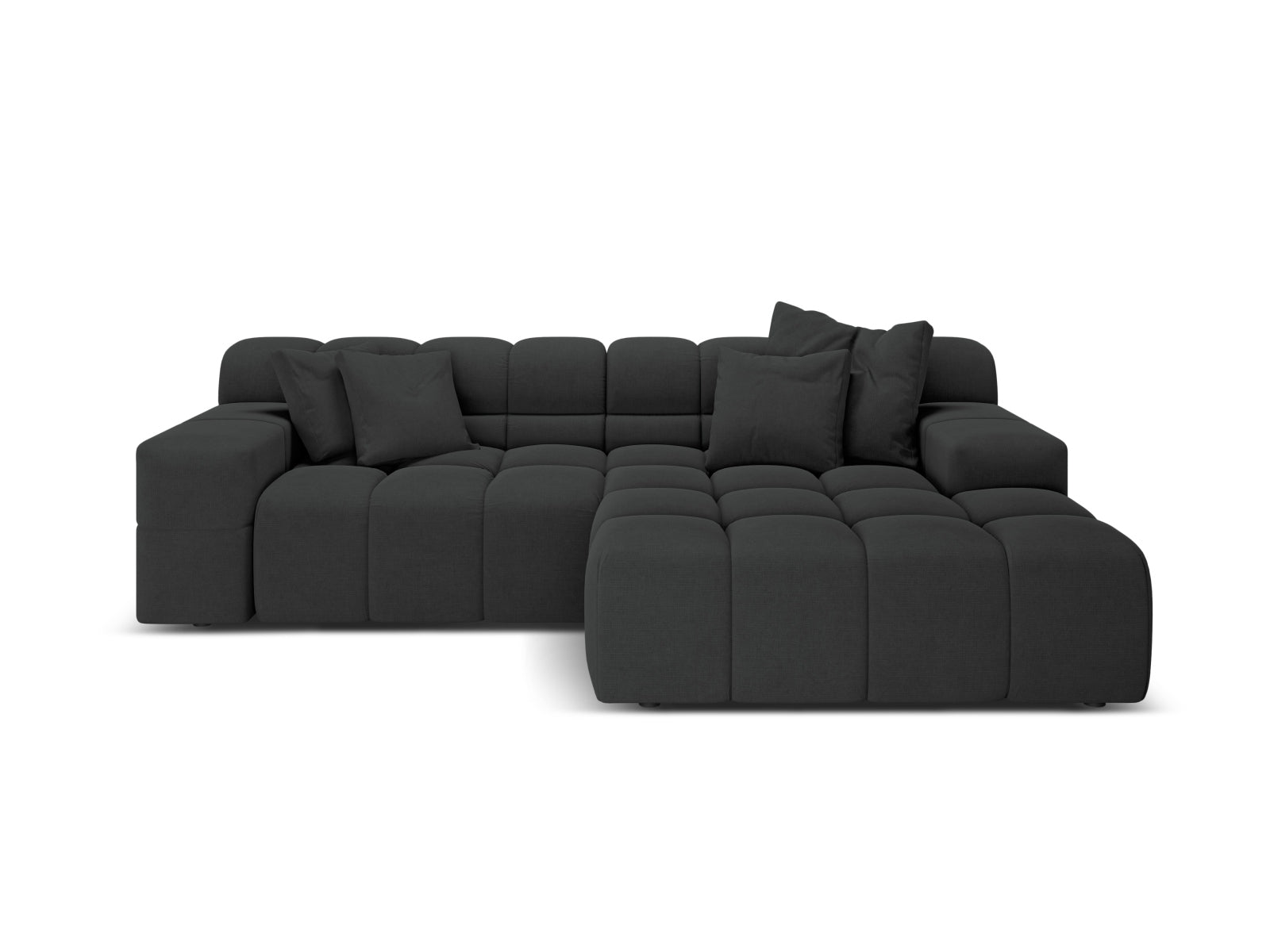 Right-facing 2-seater corner sofa AGAVE in anthracite chenille