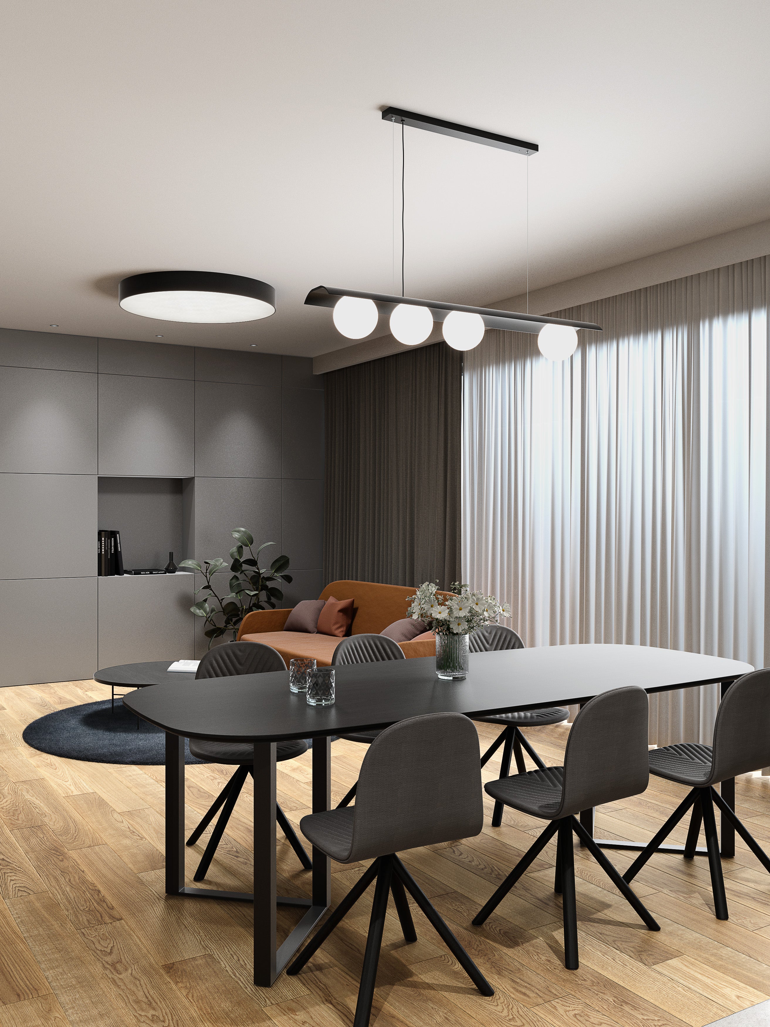 Pendelleuchte MODERN BALL ASYMMETRIE X4